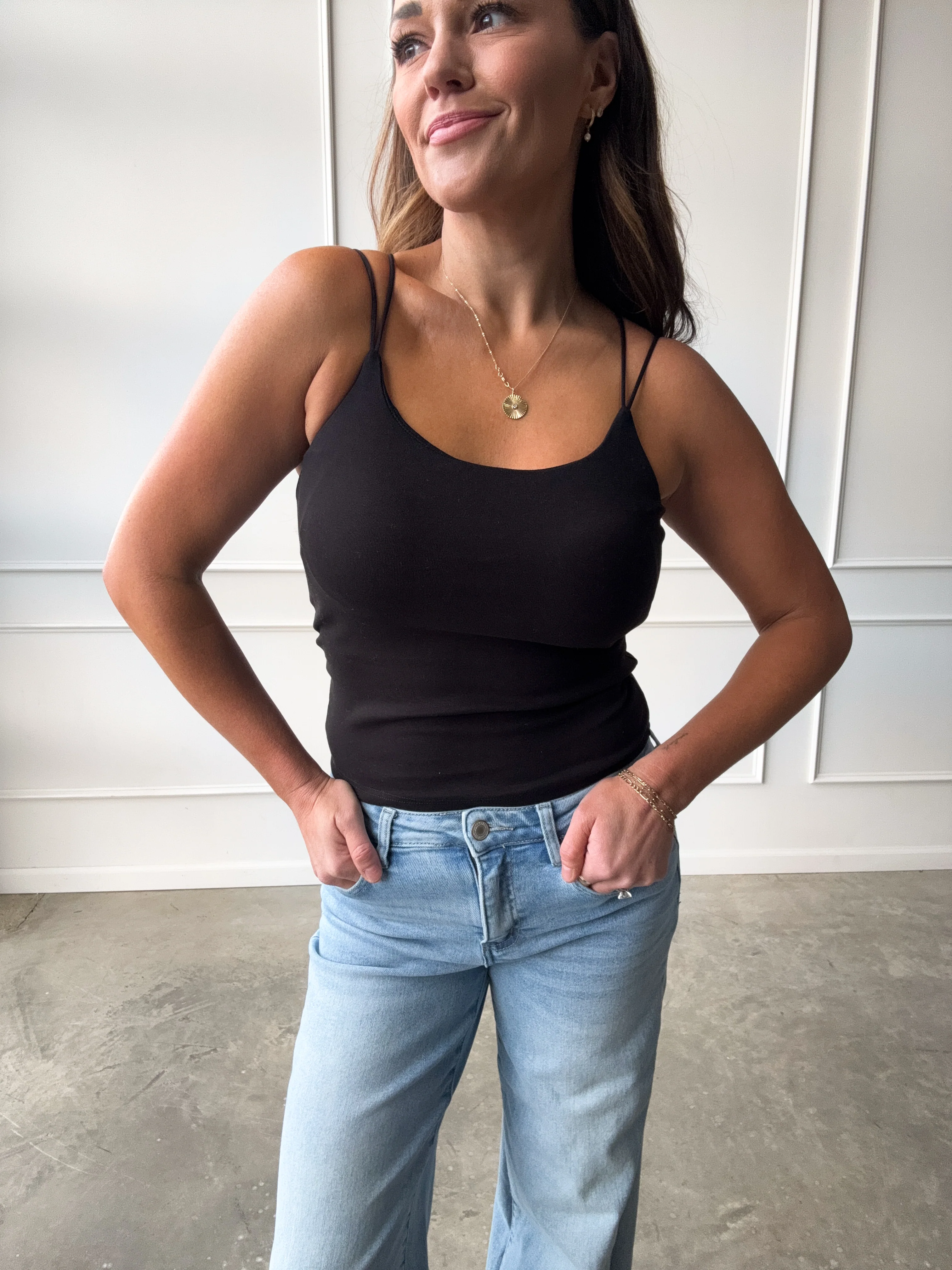 Black Cami with Built-In Bra - Image 3
