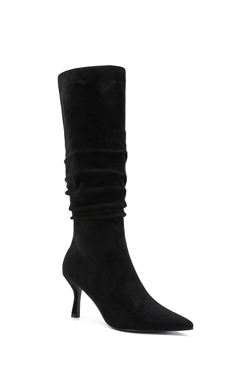 Black Pointed Toe Suede Boot - Image 10