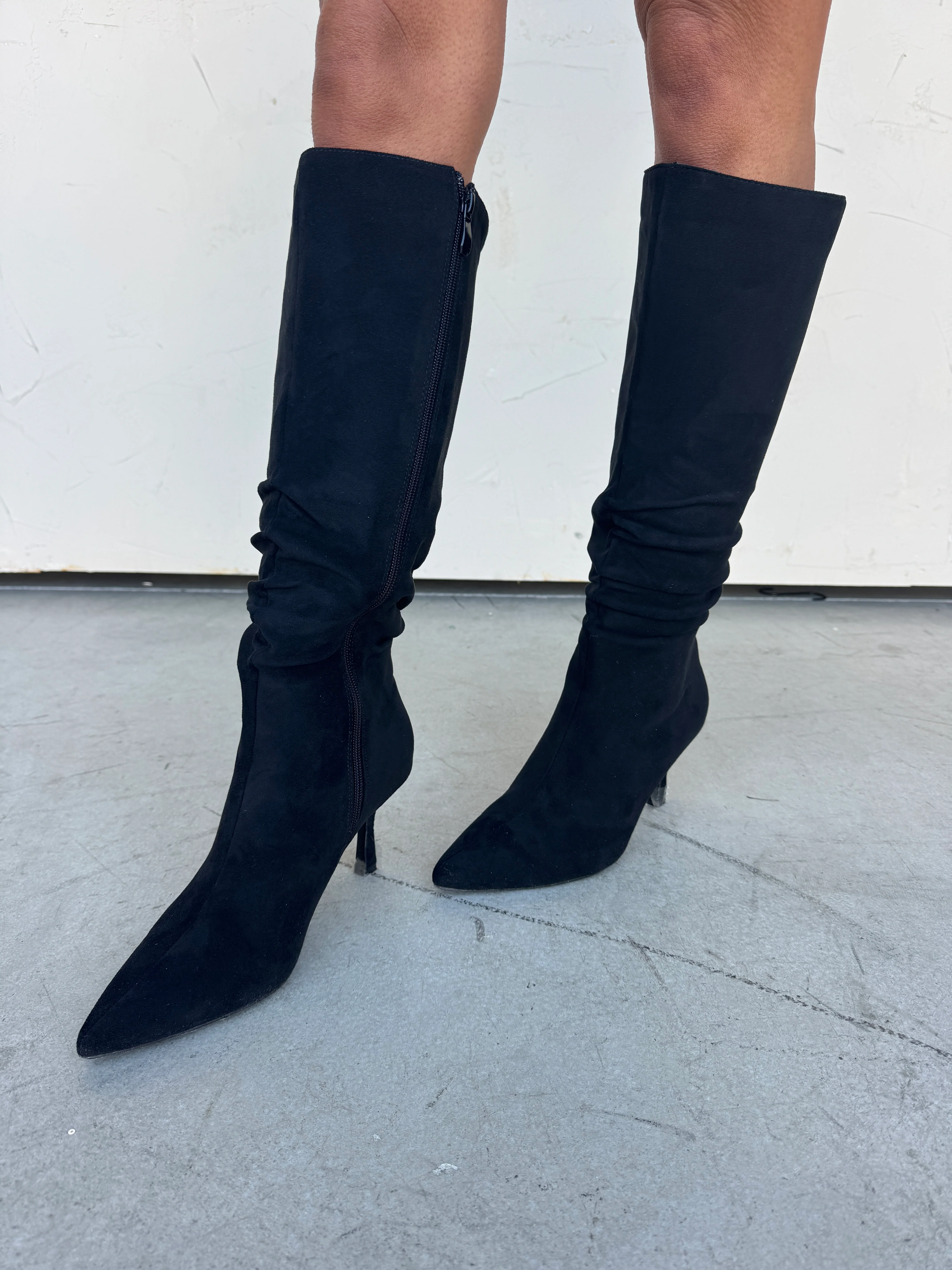 Black Pointed Toe Suede Boot - Image 5
