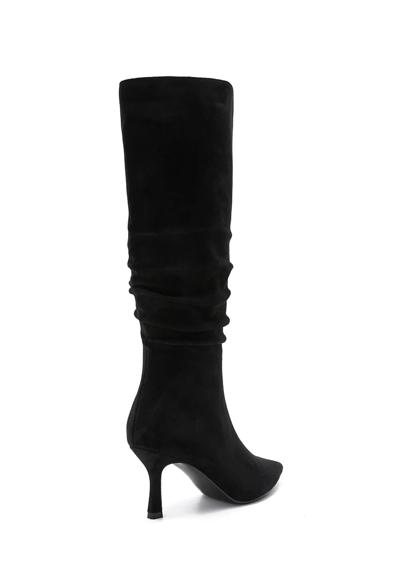 Black Pointed Toe Suede Boot - Image 9