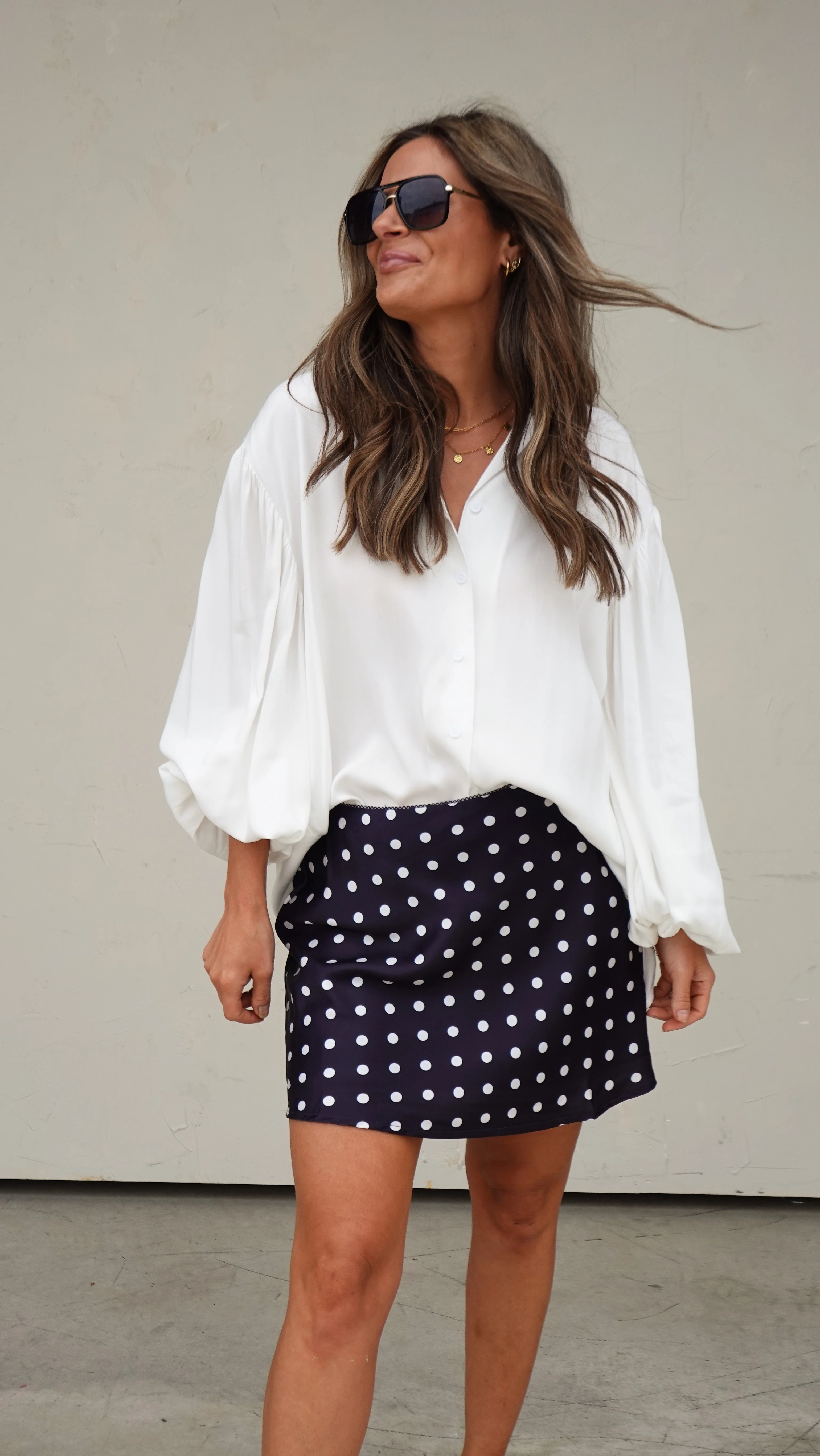 Black Satin Polka Dot Skirt - Image 5