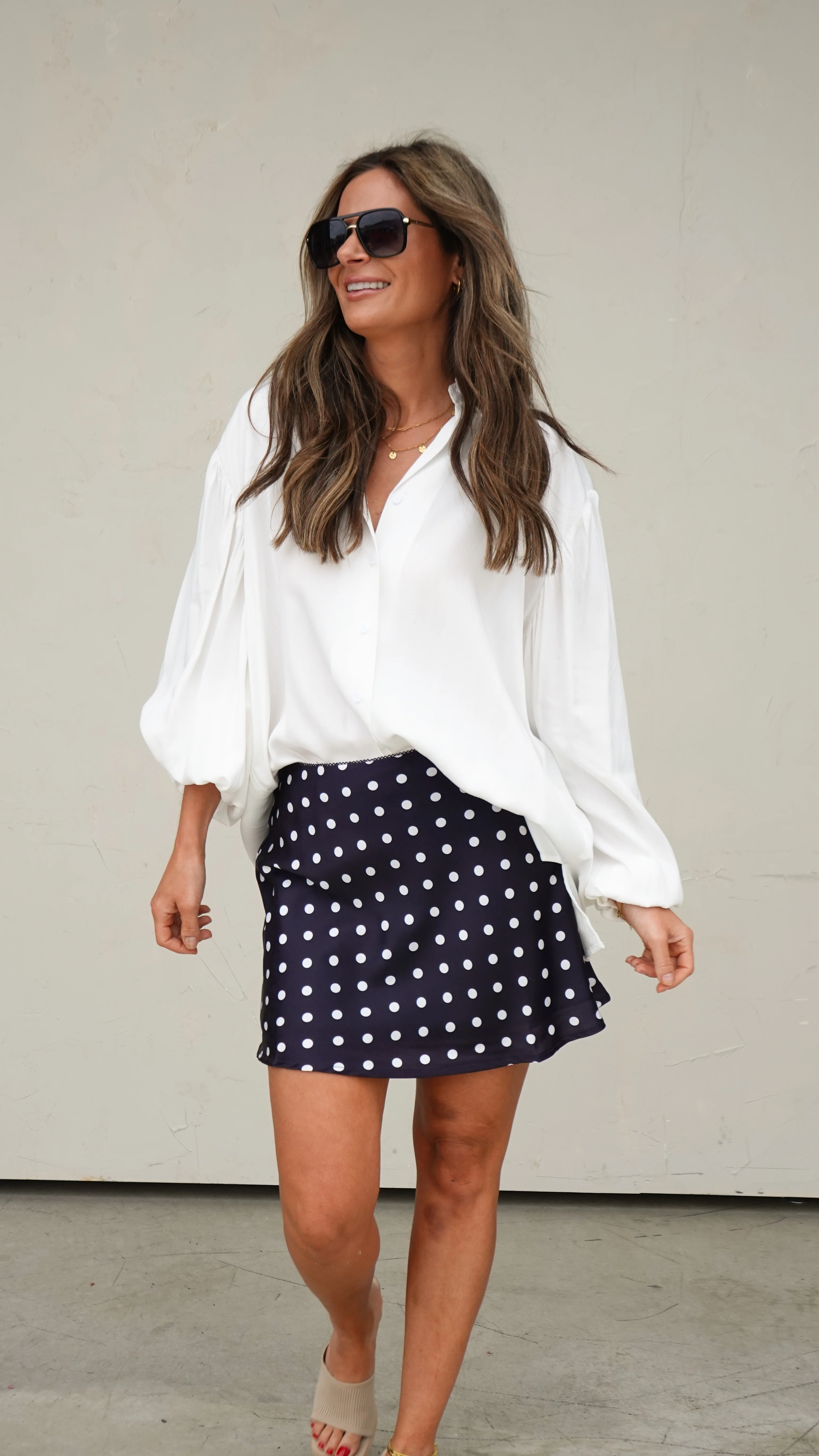 Black Satin Polka Dot Skirt - Image 6