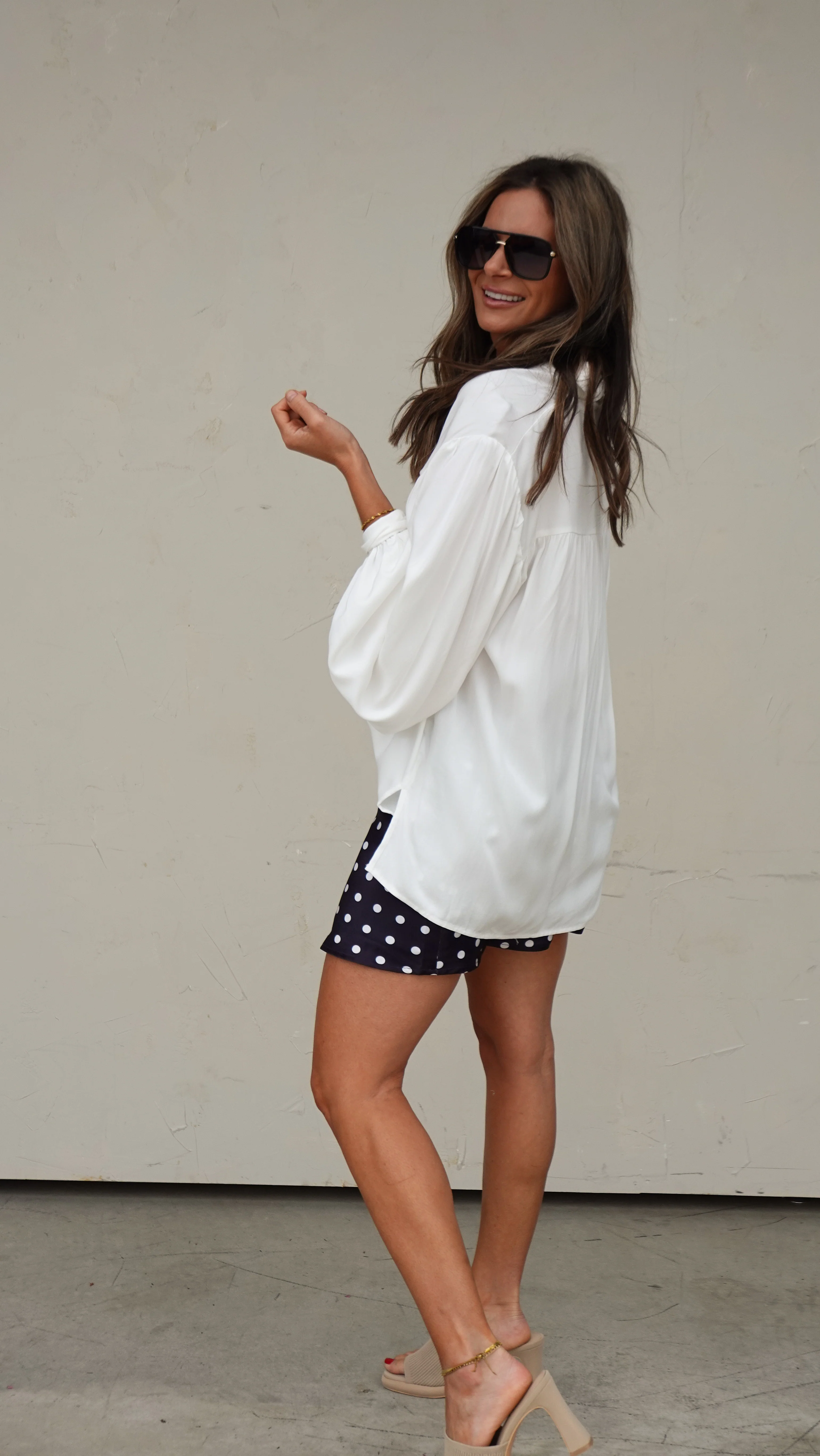 Black Satin Polka Dot Skirt - Image 7