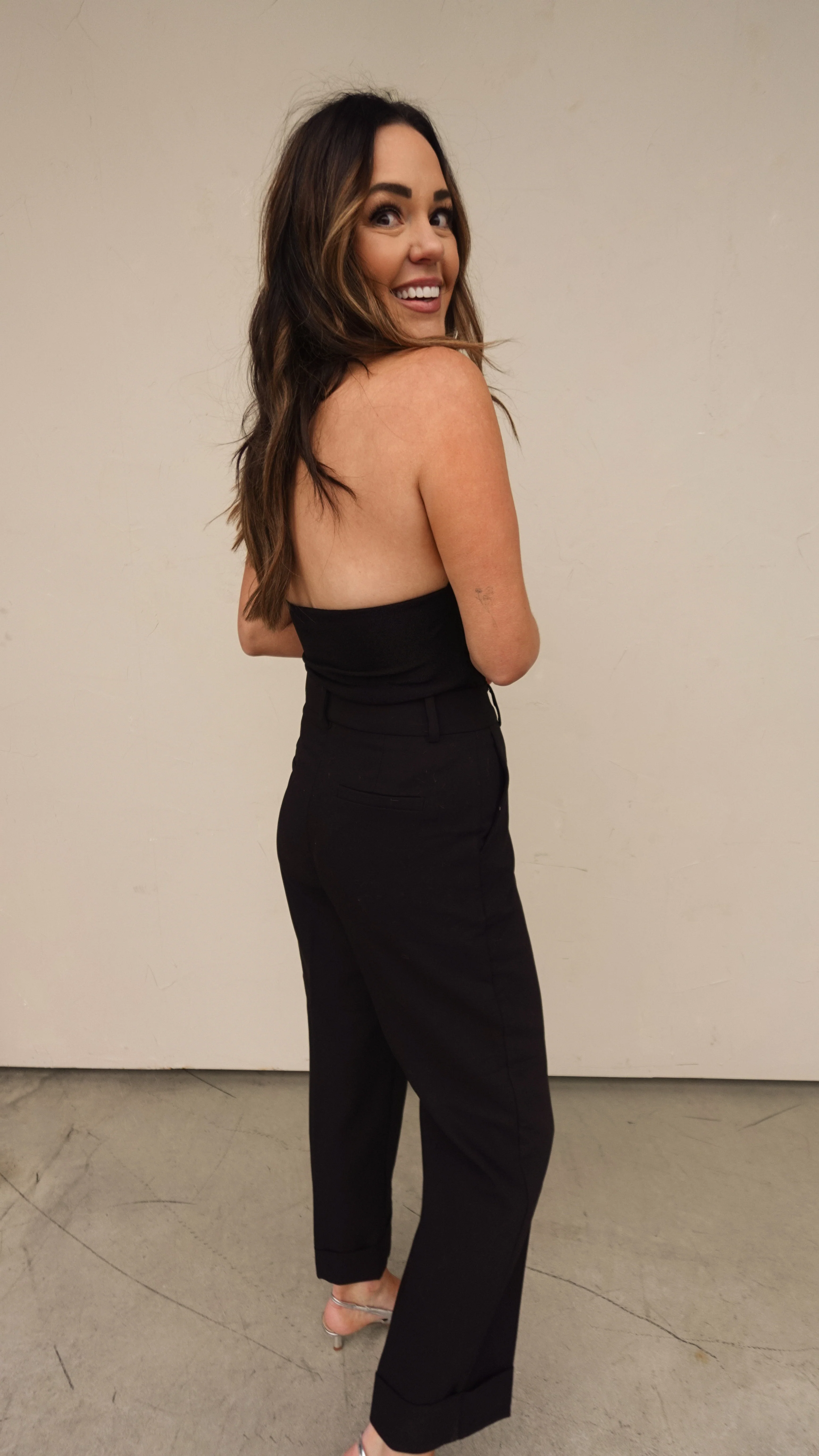 Black Shimmer Halter Bodysuit - Image 3