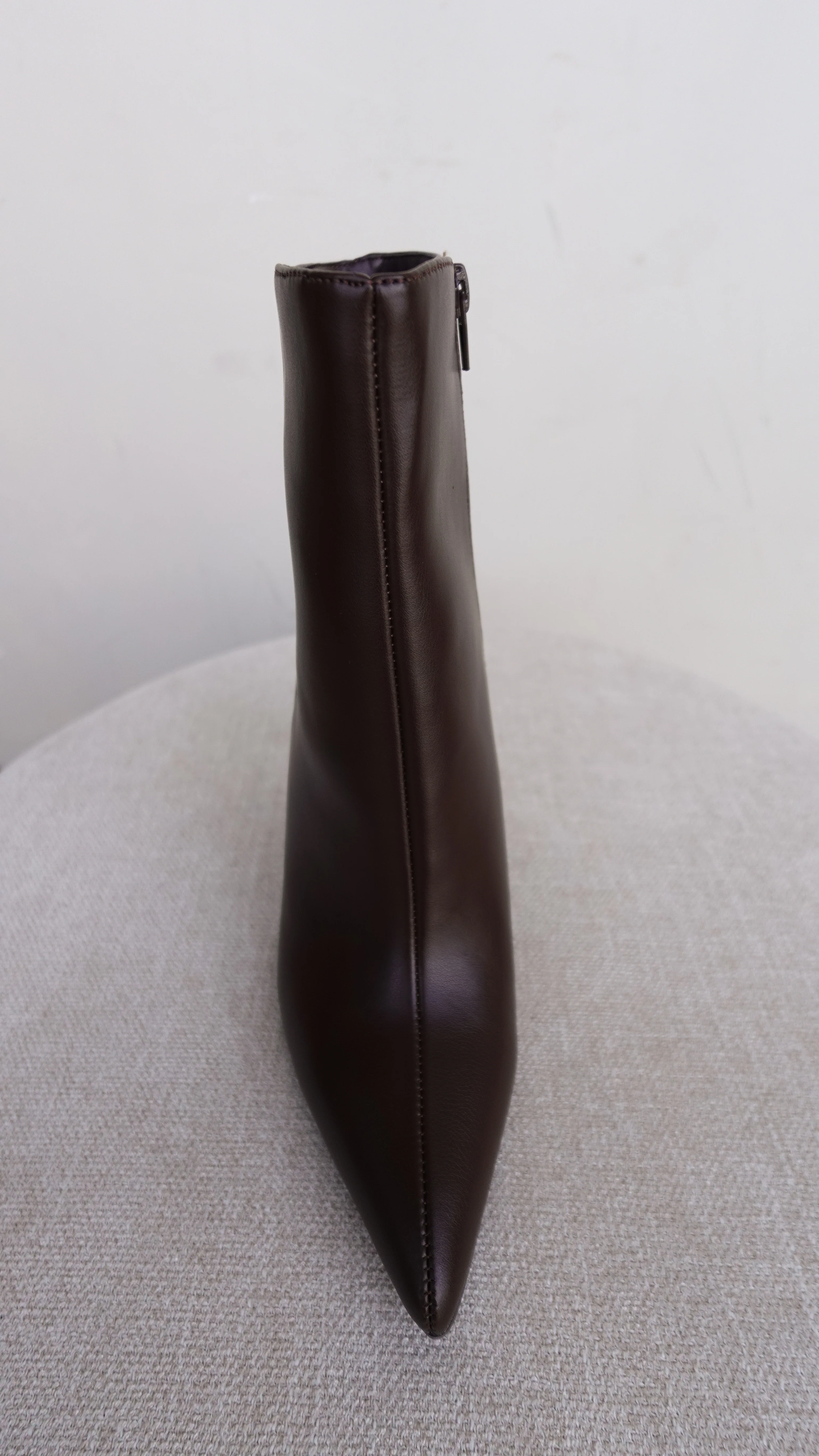 Brown Pointed Toe Faux Leather Bootie - Image 4
