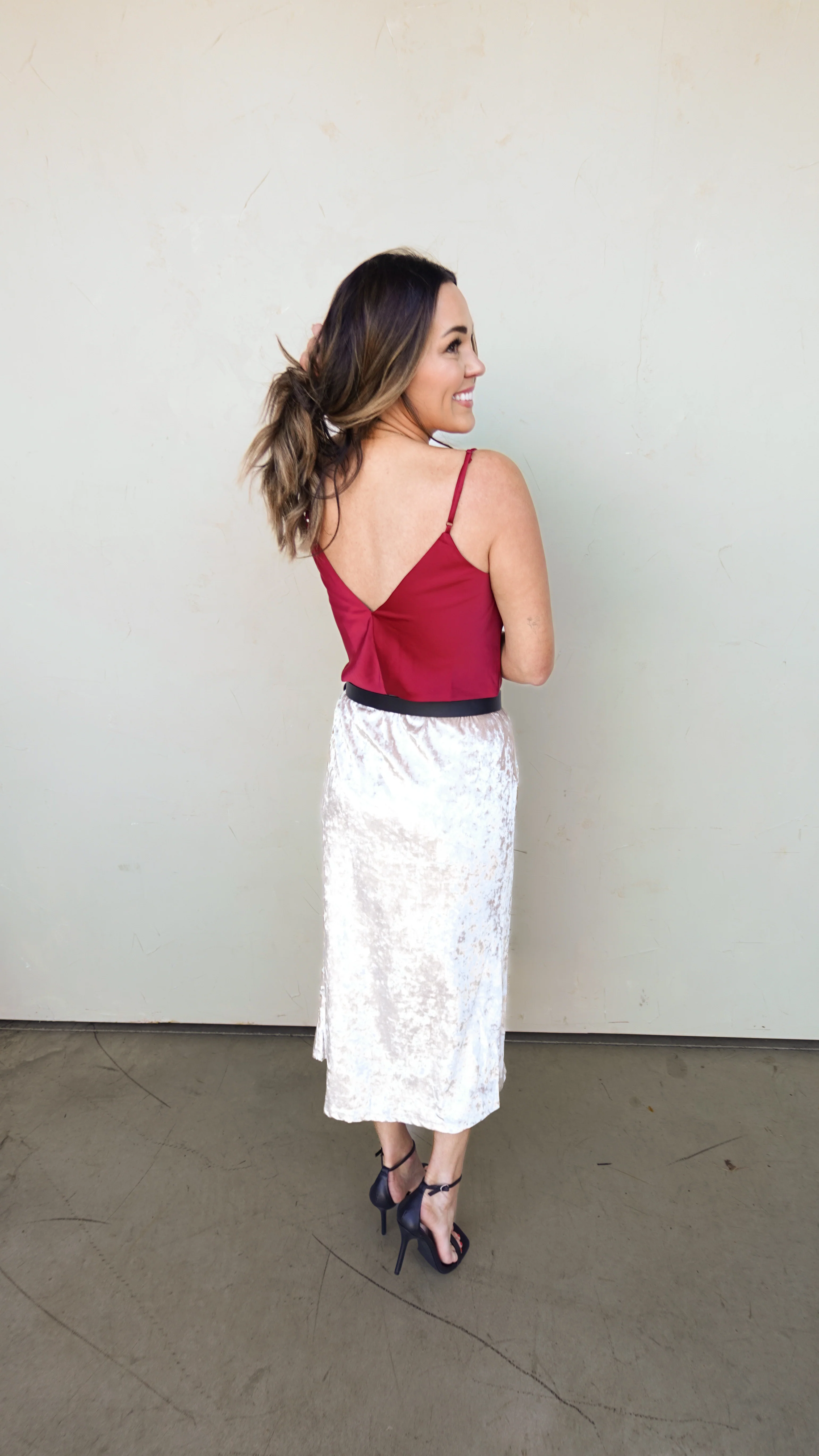 Burgundy Satin Cowl Neck Tank - Image 7