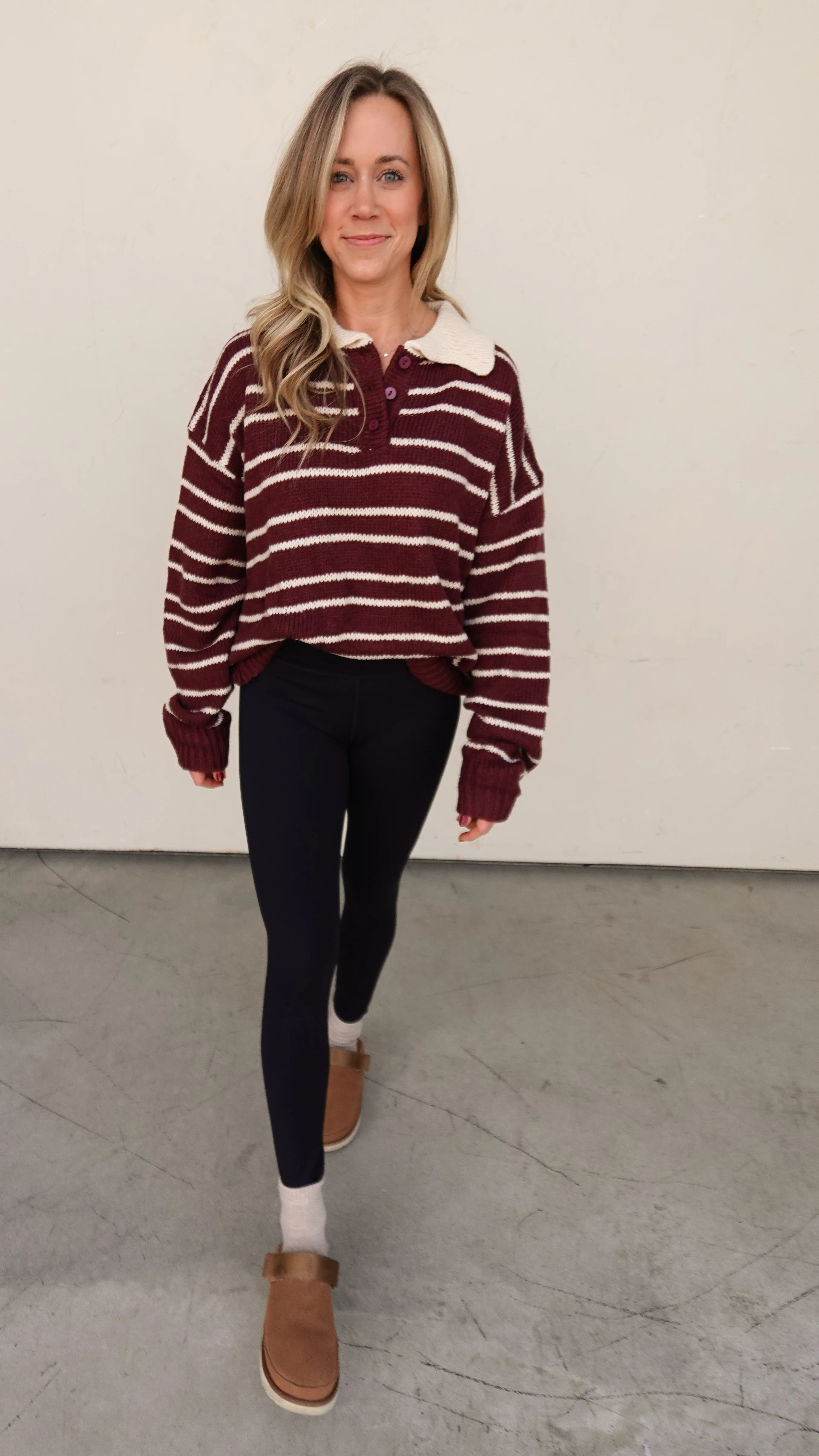 Burgundy Striped Rugby Sweater - Image 3
