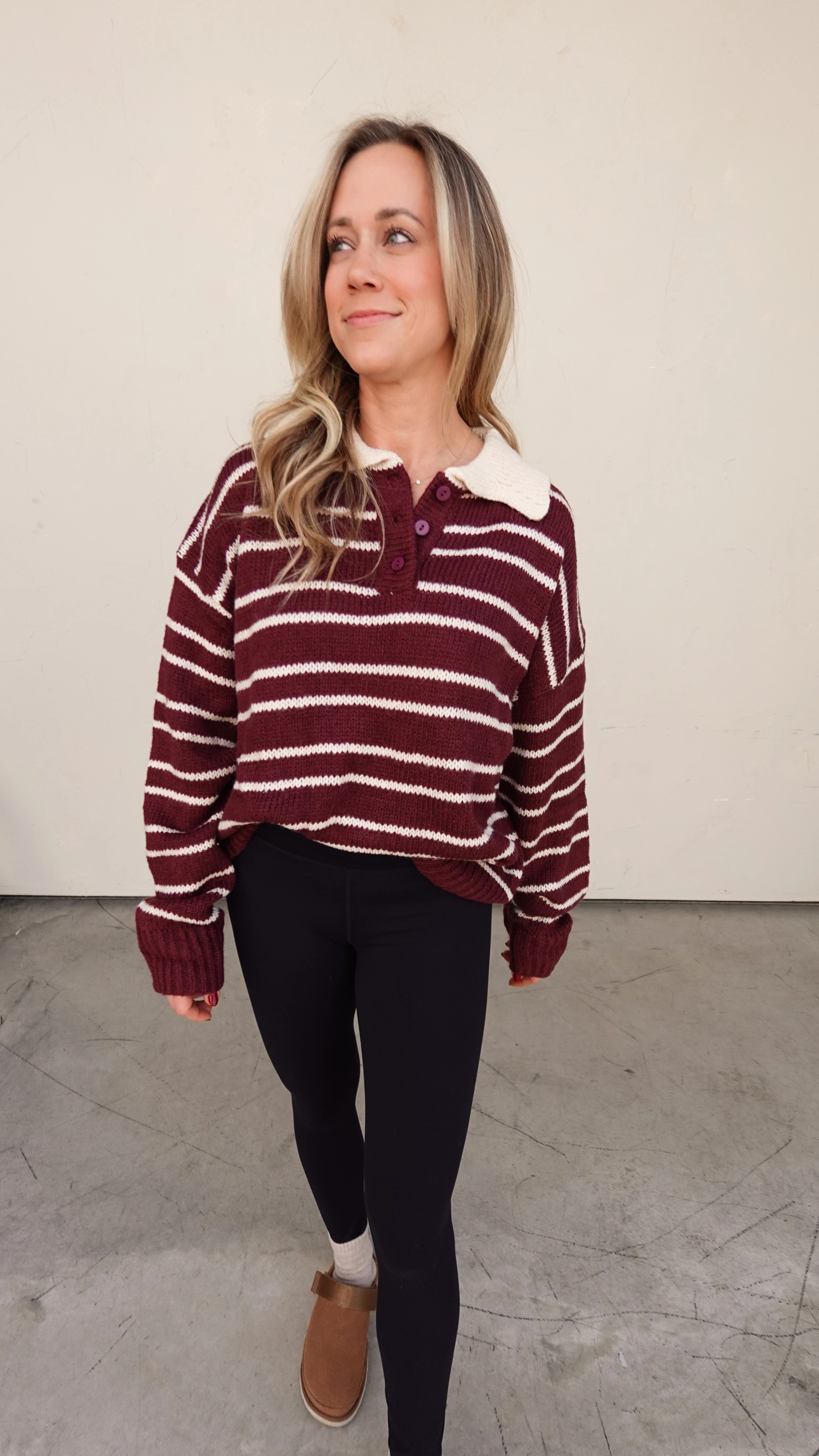 Burgundy Striped Rugby Sweater - Image 4