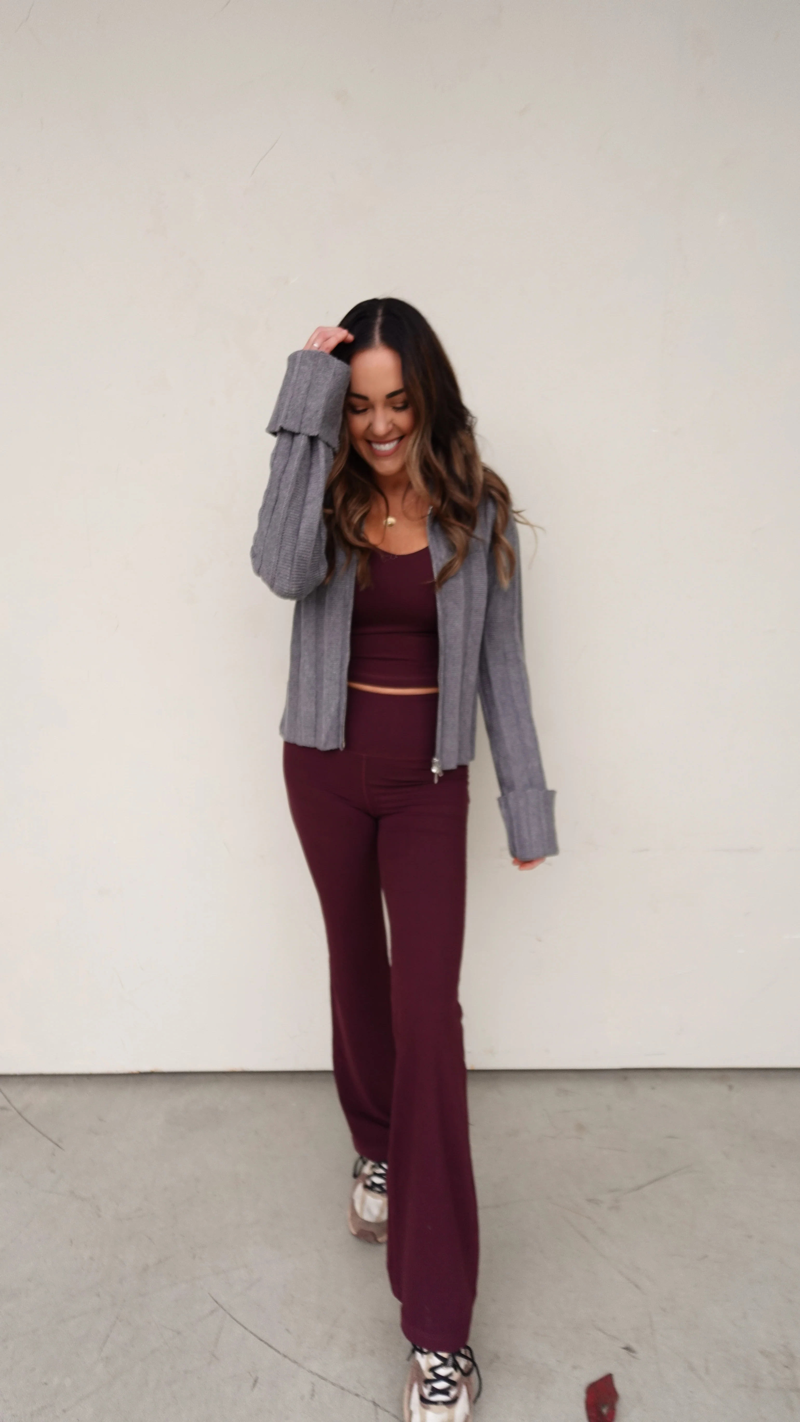 Gray Collared Zip-Up Sweater - Image 2