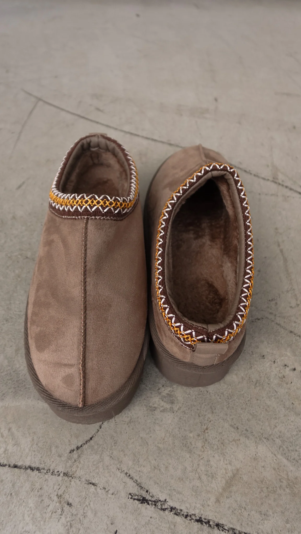 Mocha Fur-Lined Platform Slides - Image 3