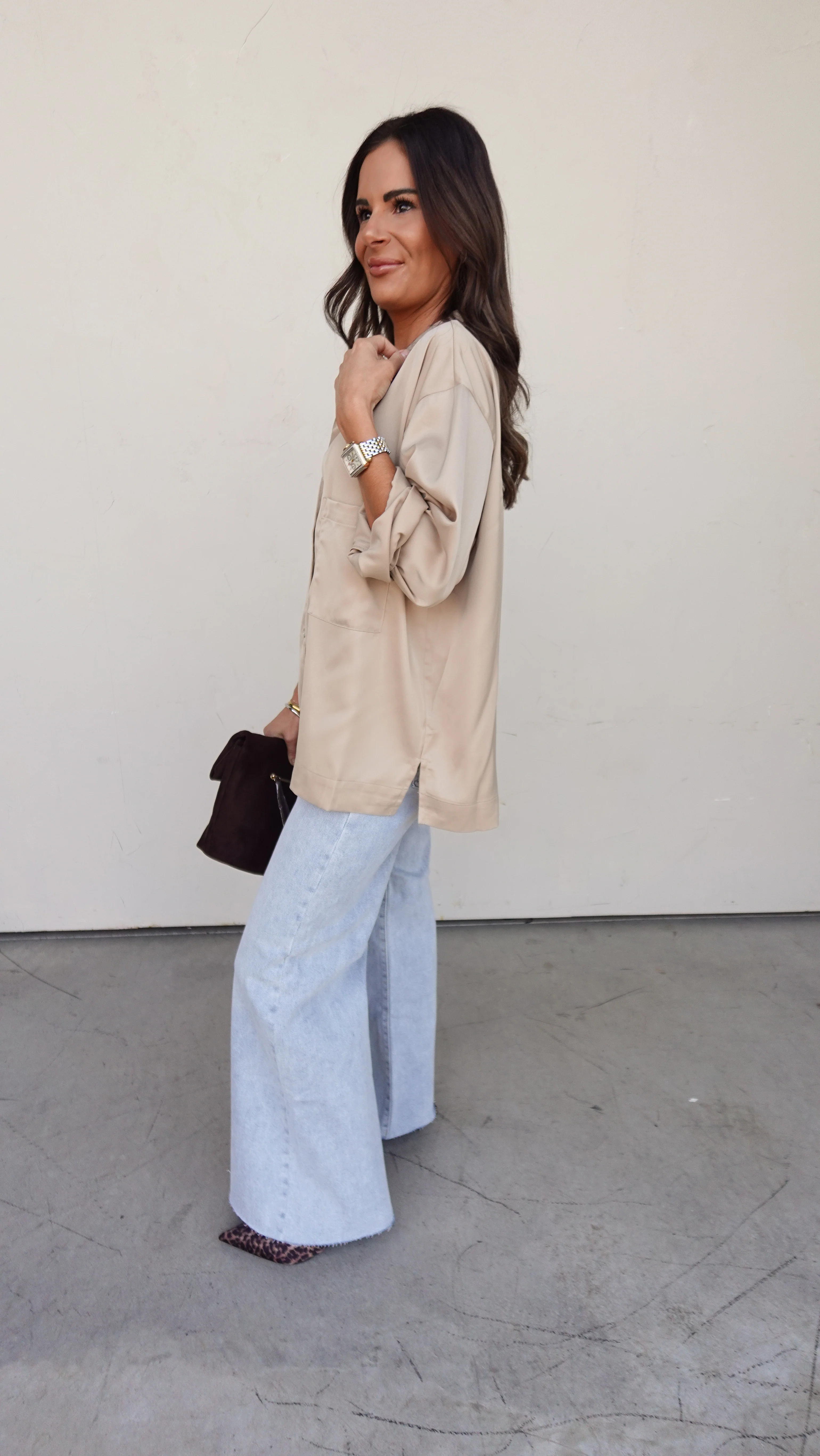 Champagne Satin Button-Up Top - Image 4