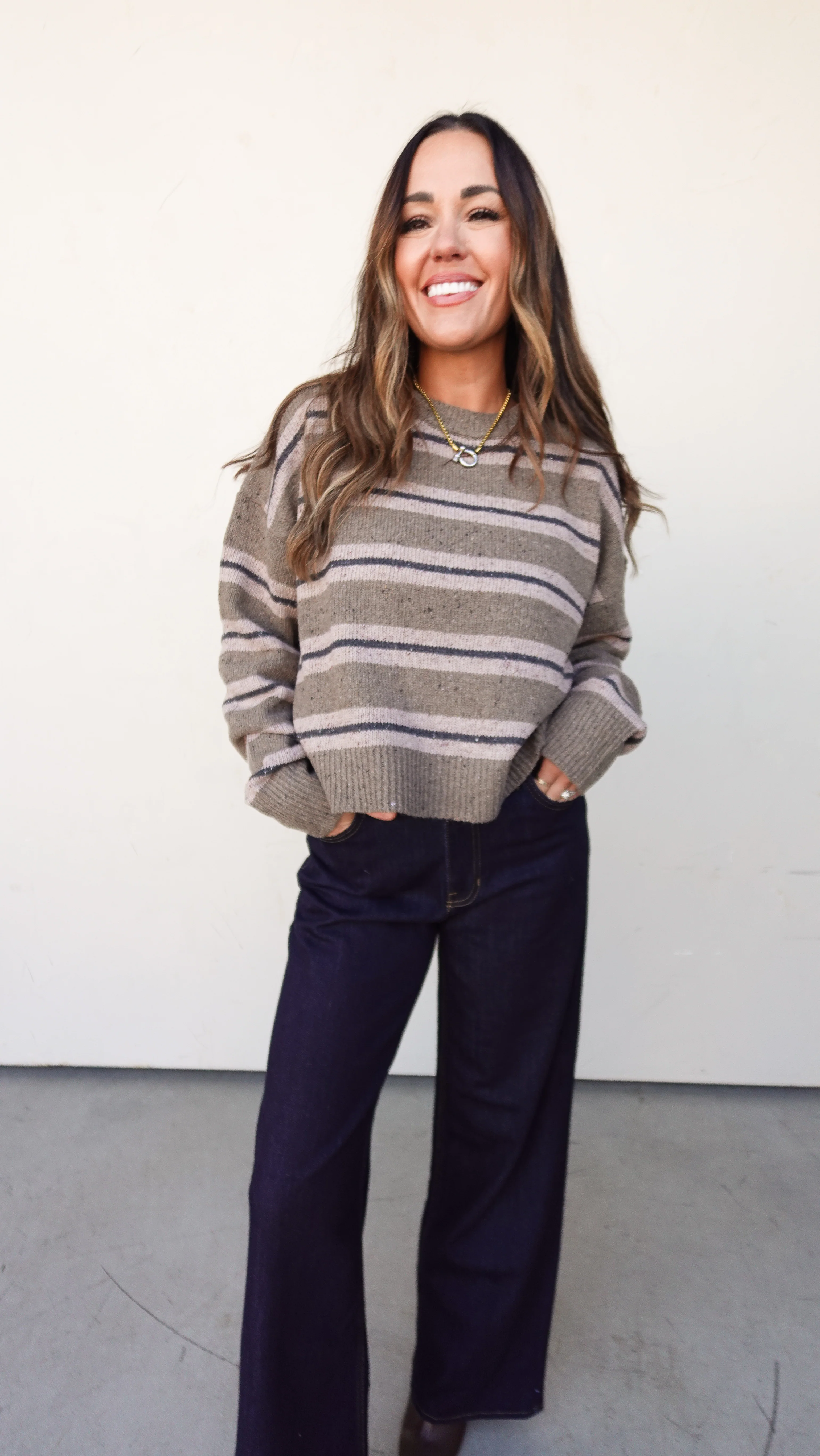 Chesnut Striped Crewneck Sweater