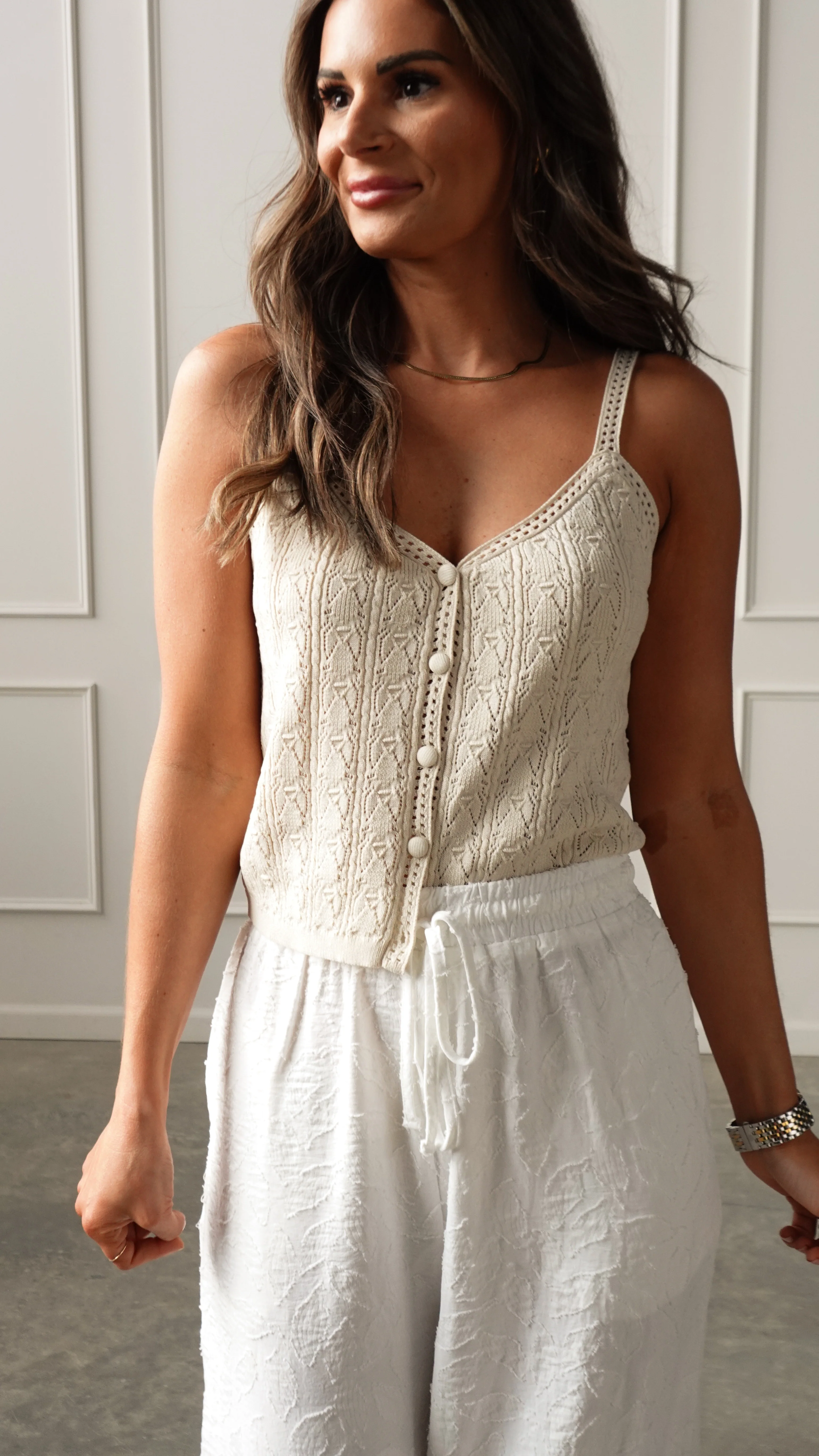 Cream Pointelle Knit Top - Image 6