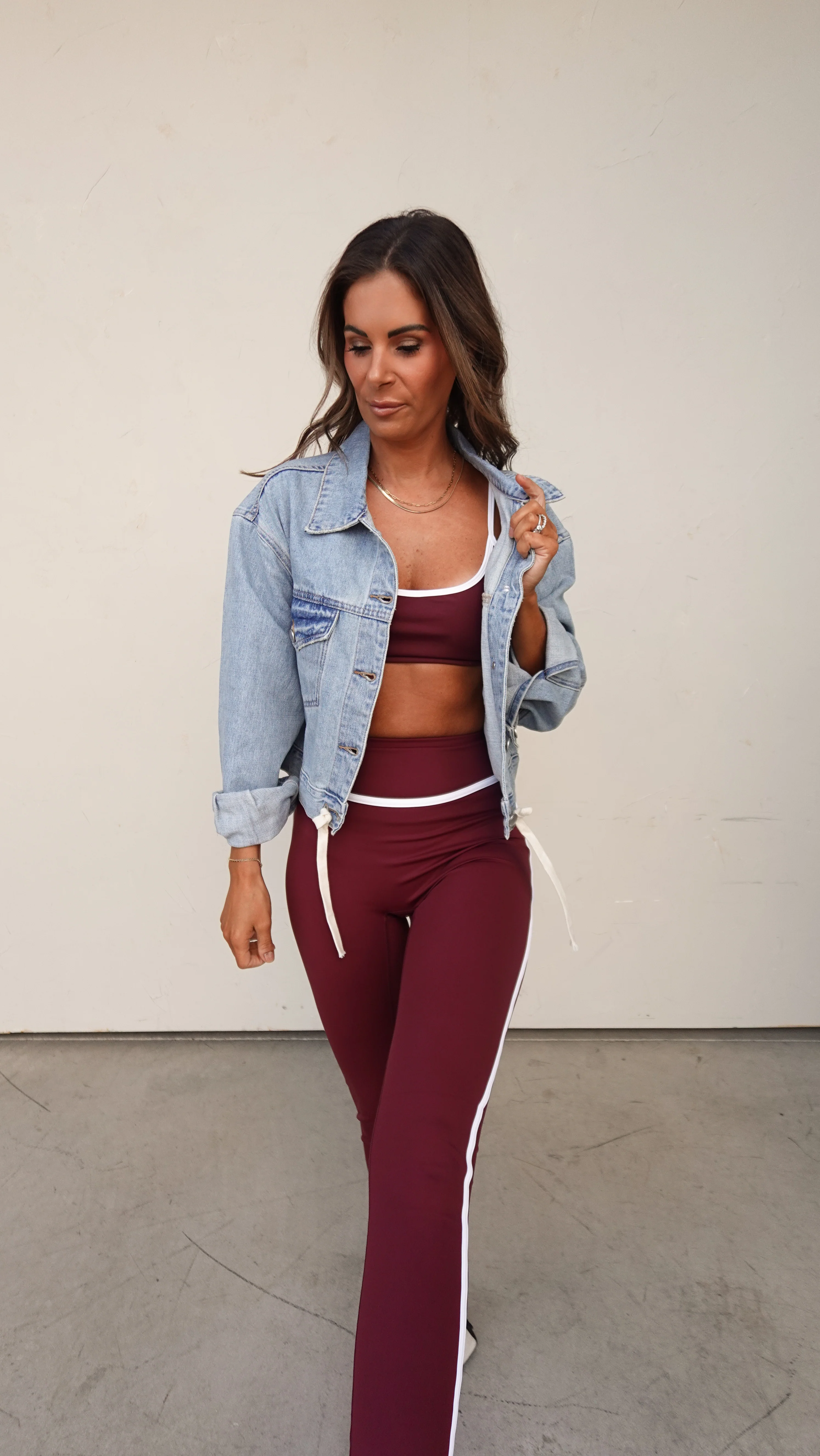 Cropped Denim Jacket with Tie Waist - Image 3