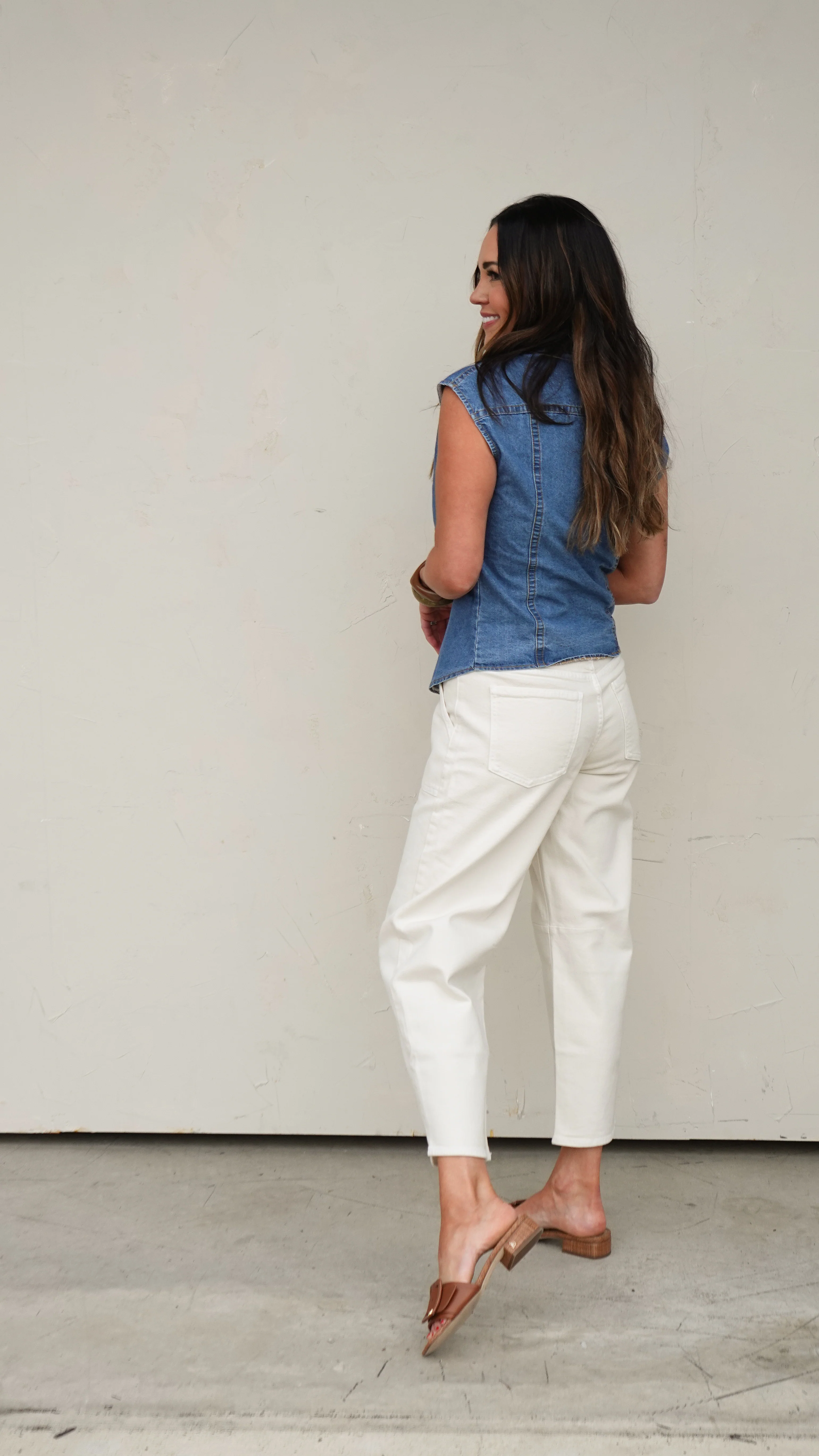 Denim Button-Front Sleeveless Top - Image 7