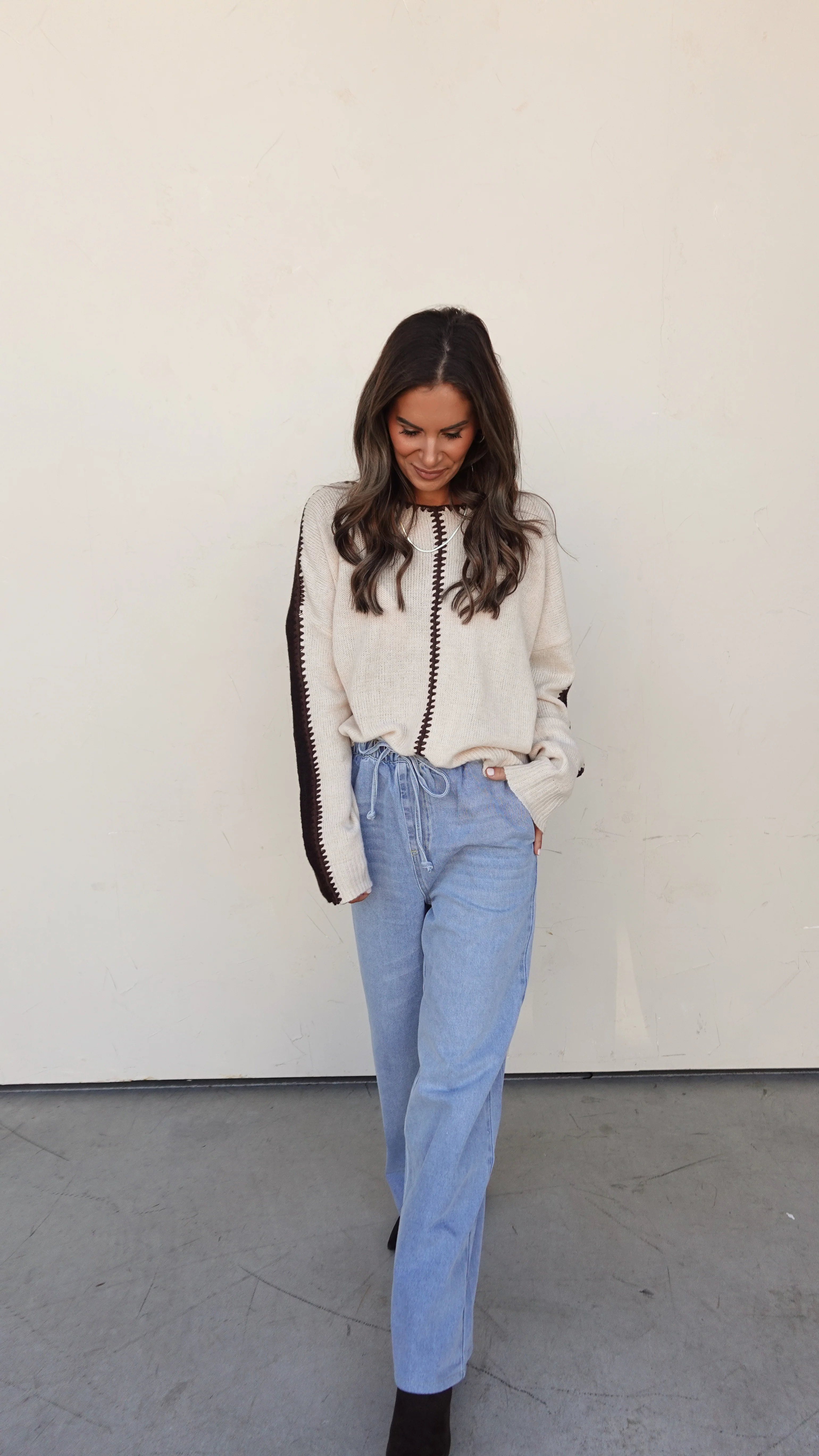 Drawstring Wide Leg Denim Pant - Image 3