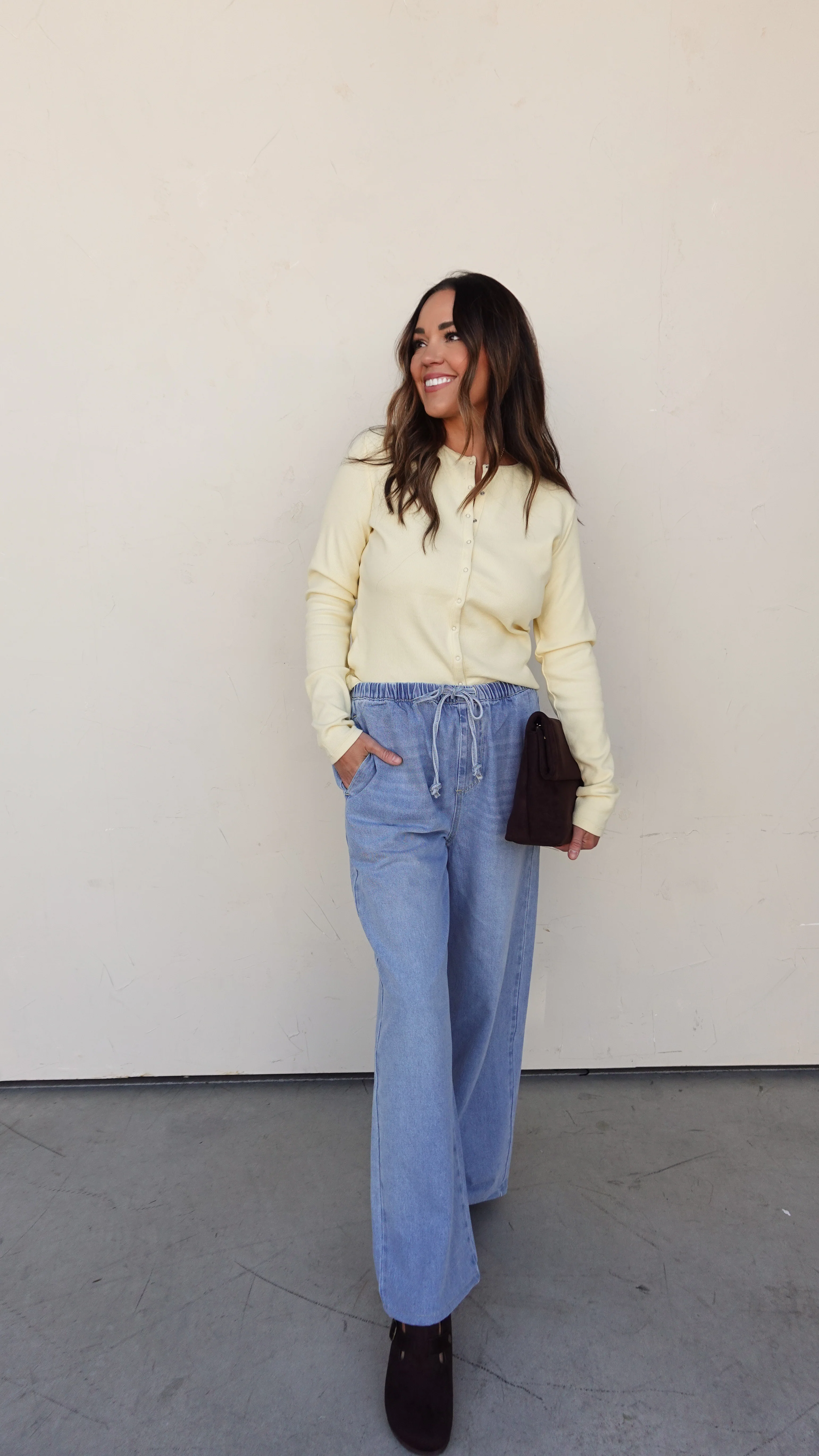 Drawstring Wide Leg Denim Pant - Image 5
