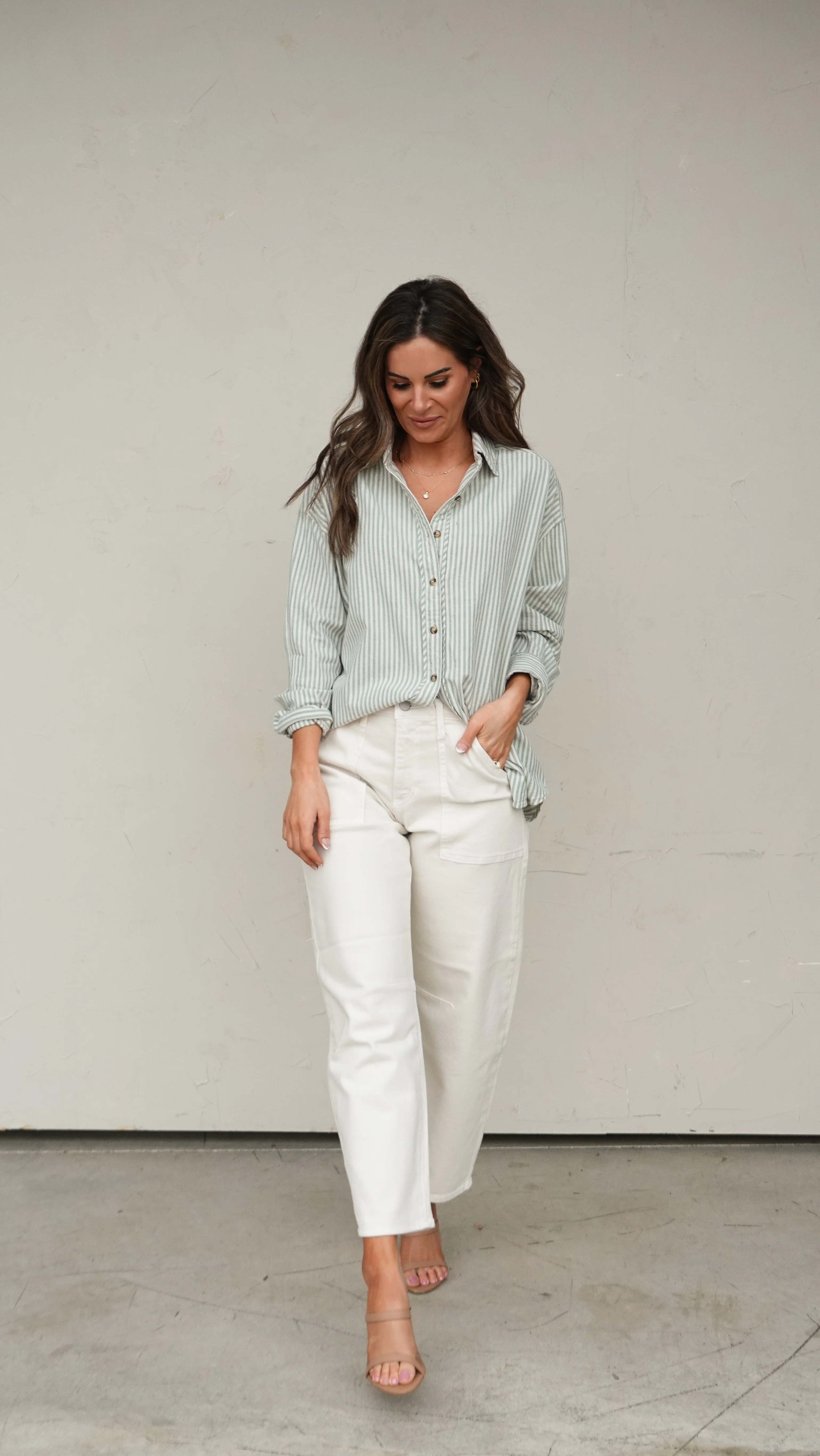 Sage Striped Button-Down Shirt - Image 10