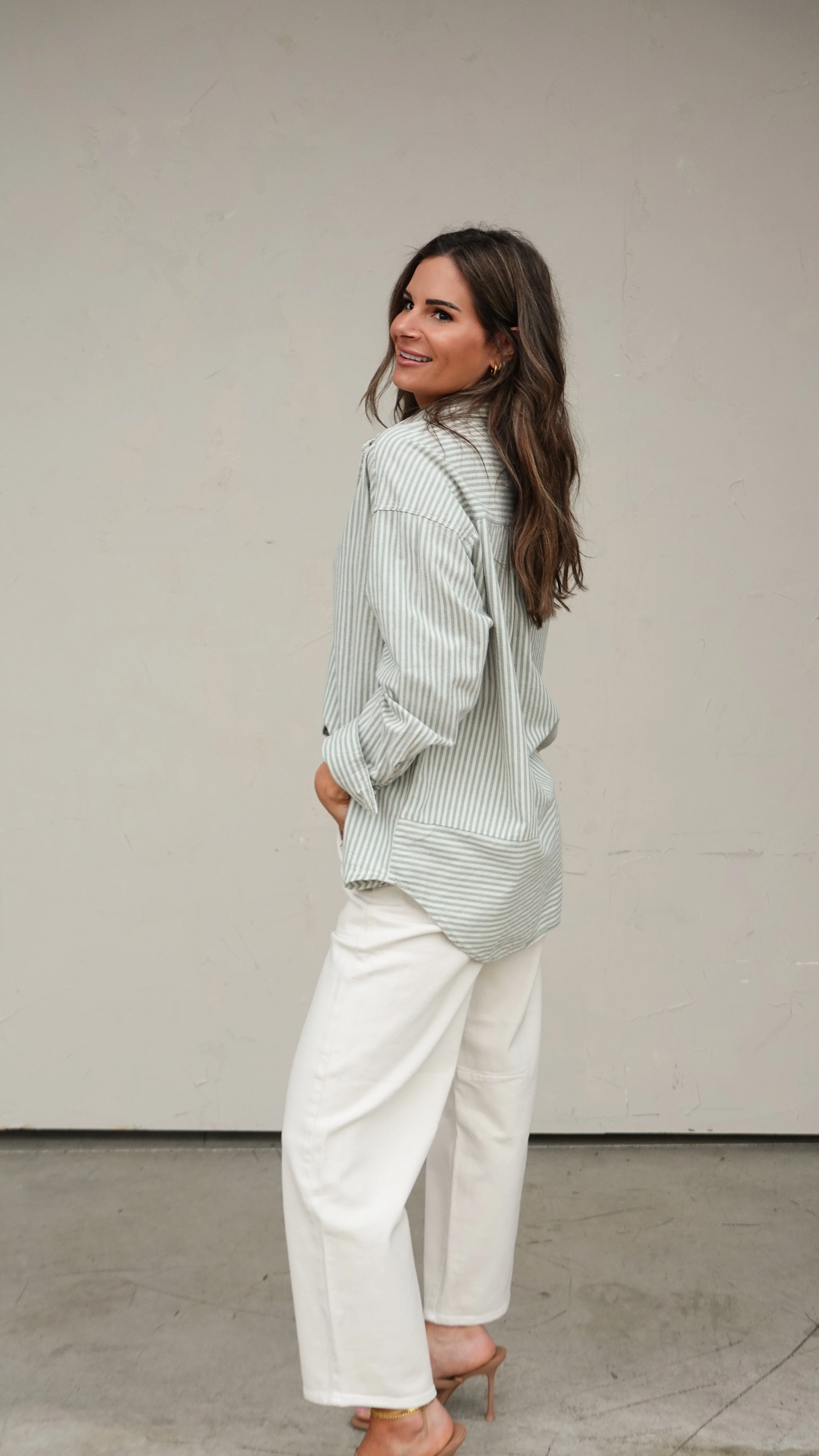 Sage Striped Button-Down Shirt - Image 8
