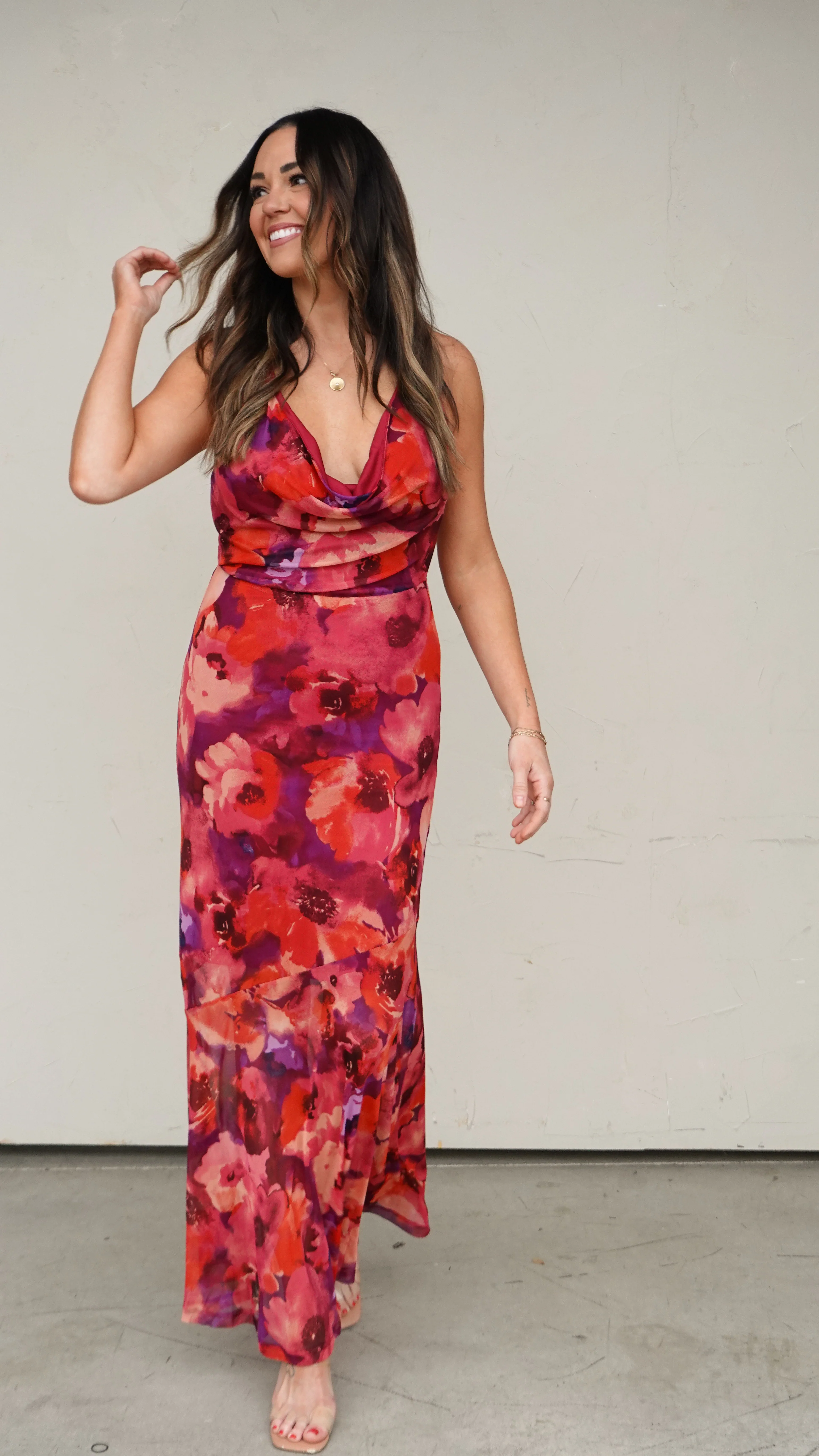 Floral Mesh Halter Maxi Dress - Image 7