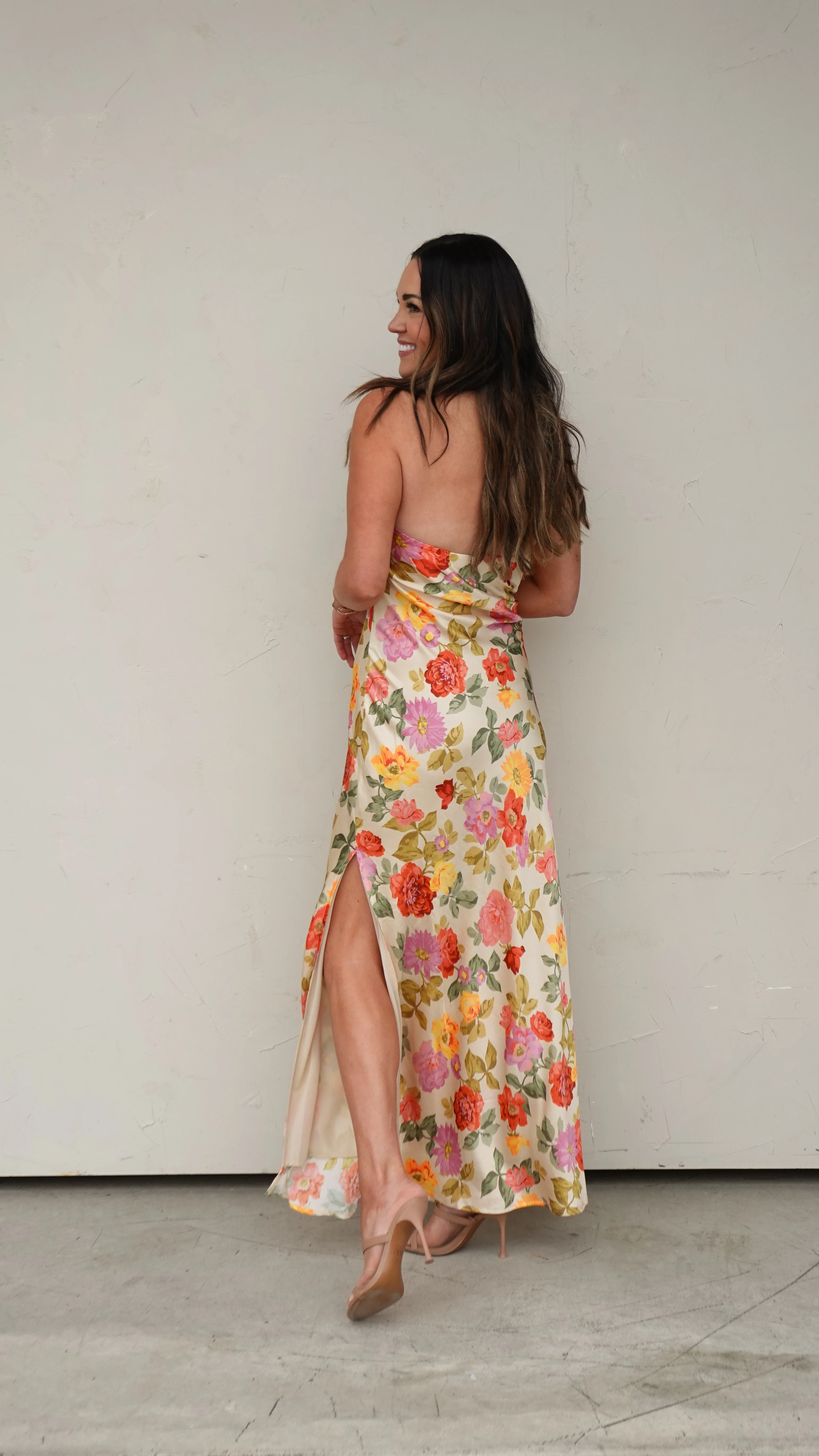 Floral Satin Strapless Maxi Dress - Image 9