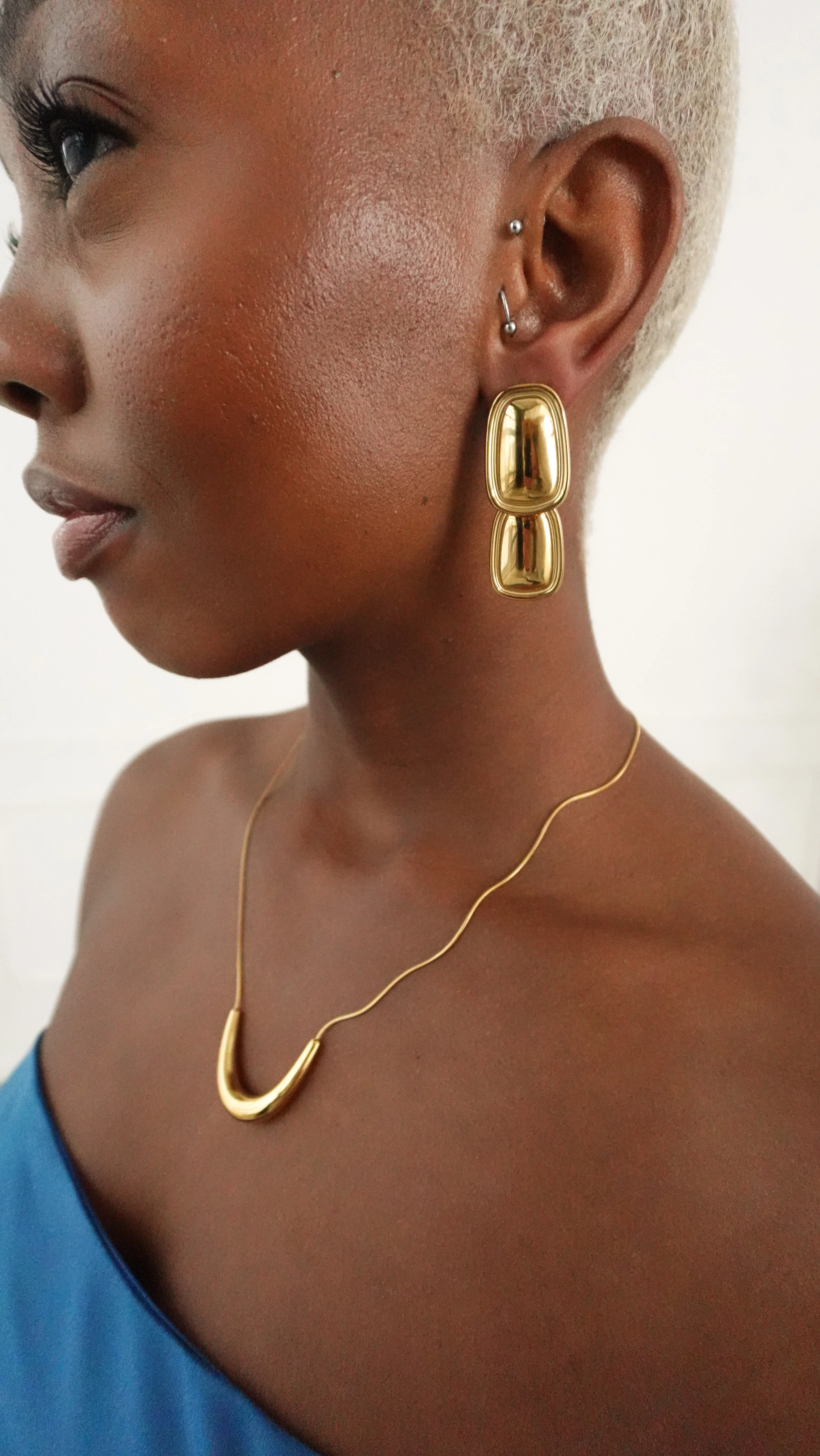 Gold Double Drop Earrings - Image 4