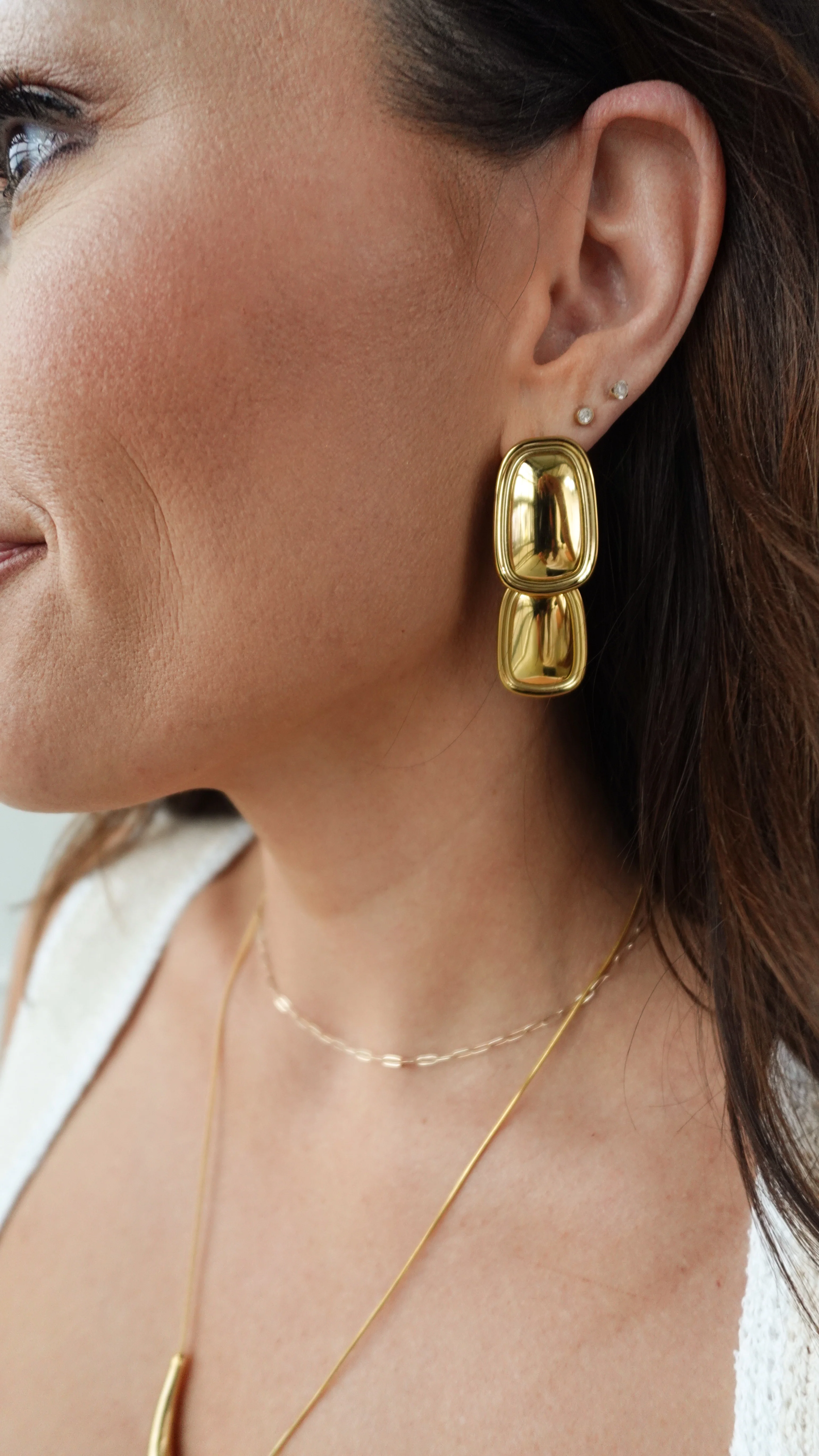 Gold Double Drop Earrings - Image 5