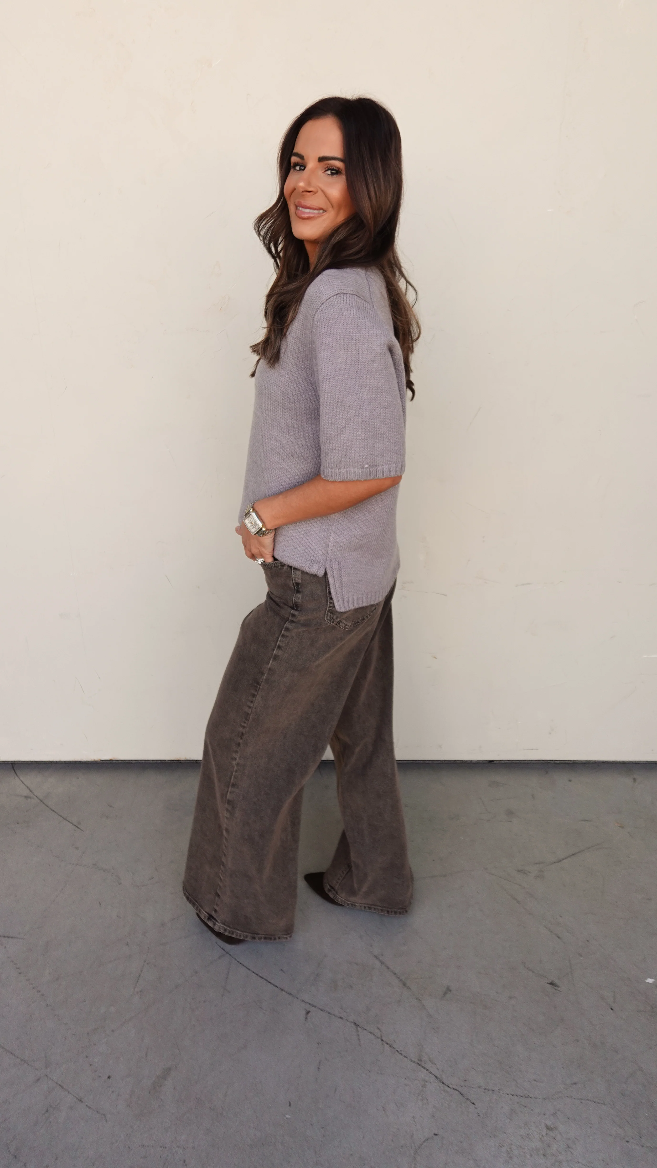 Gray Short Sleeve Sweater - Image 4