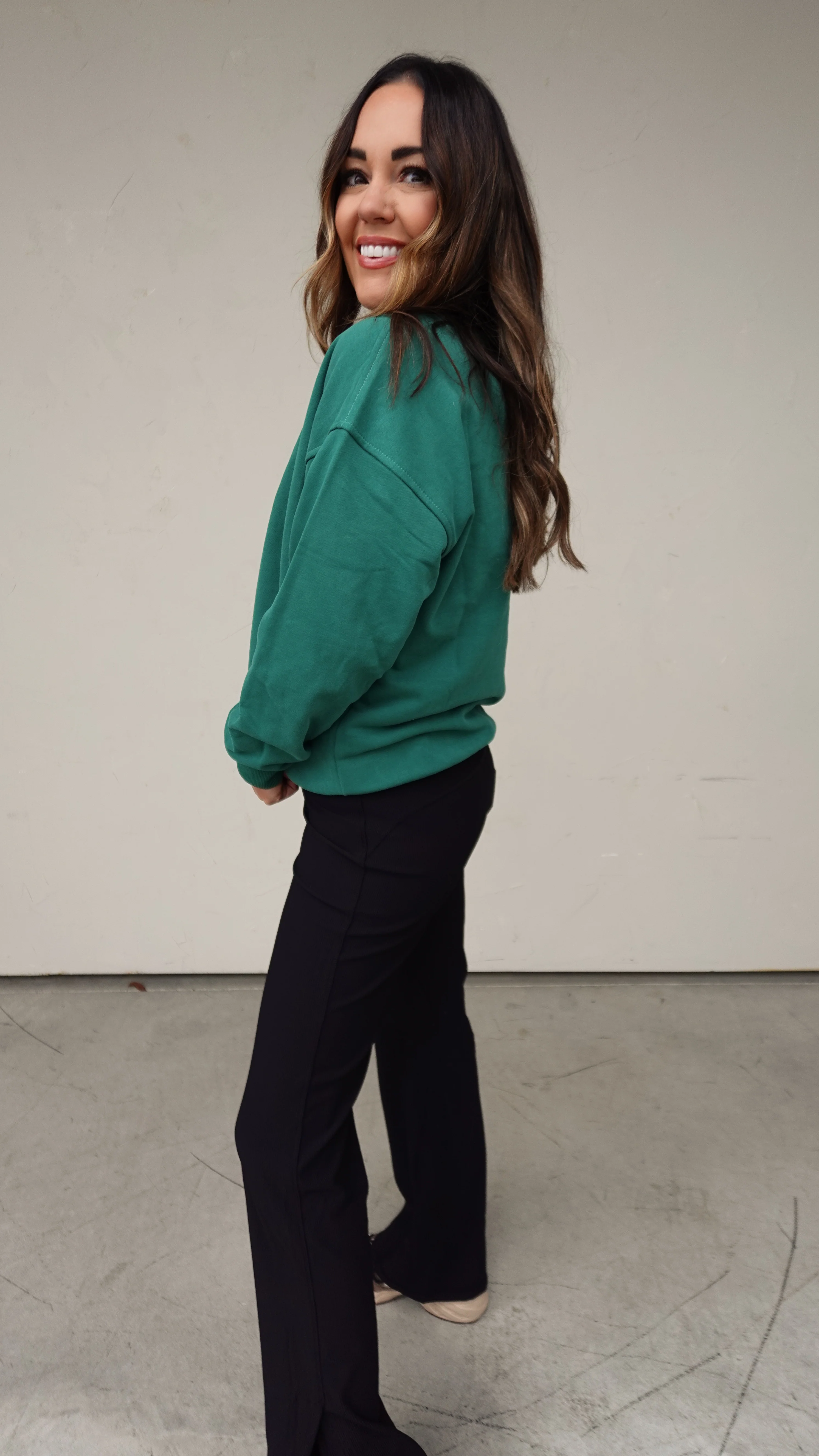 Green Embroidered Homebody Crewneck - Image 4