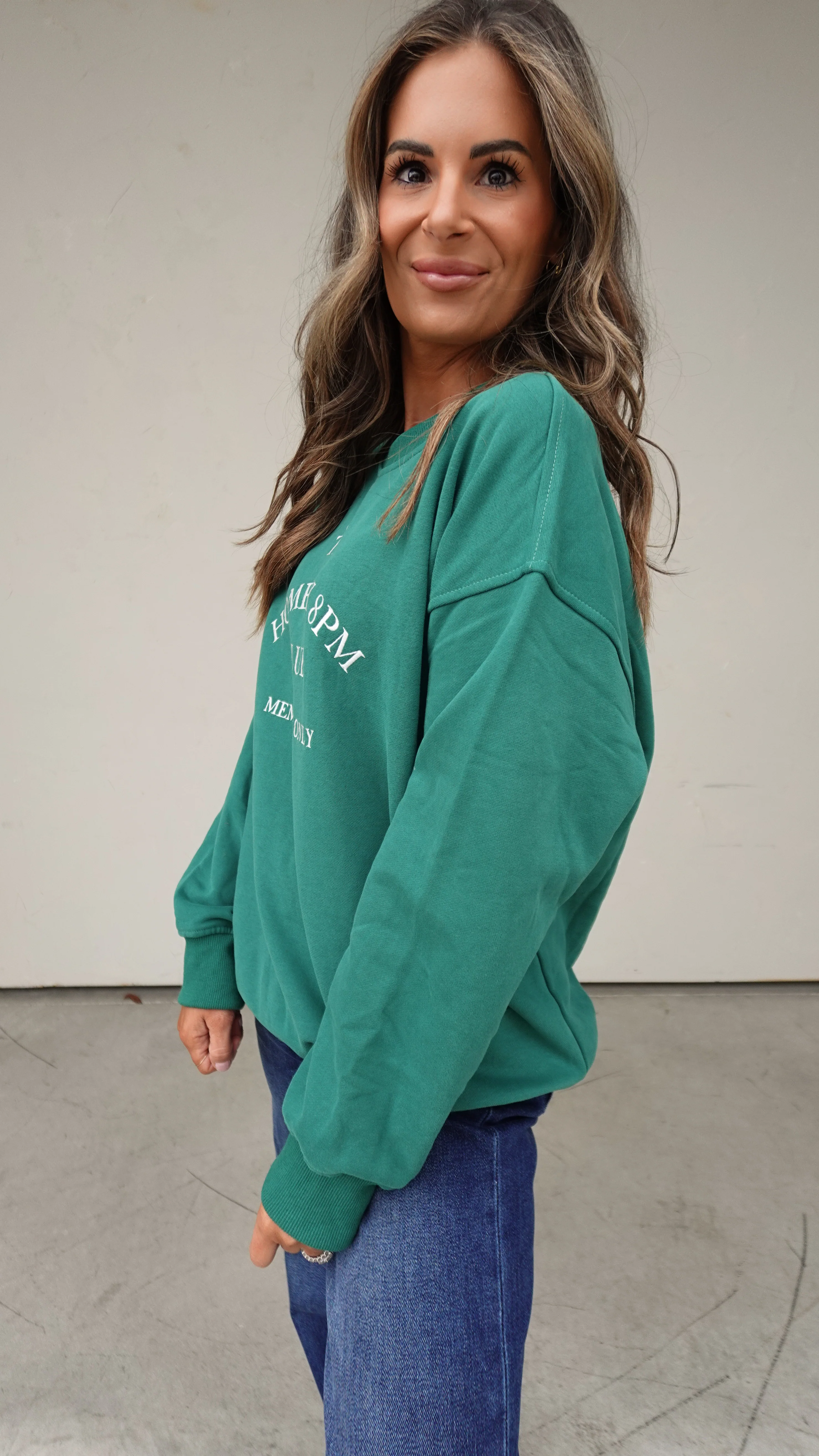 Green Embroidered Homebody Crewneck - Image 6