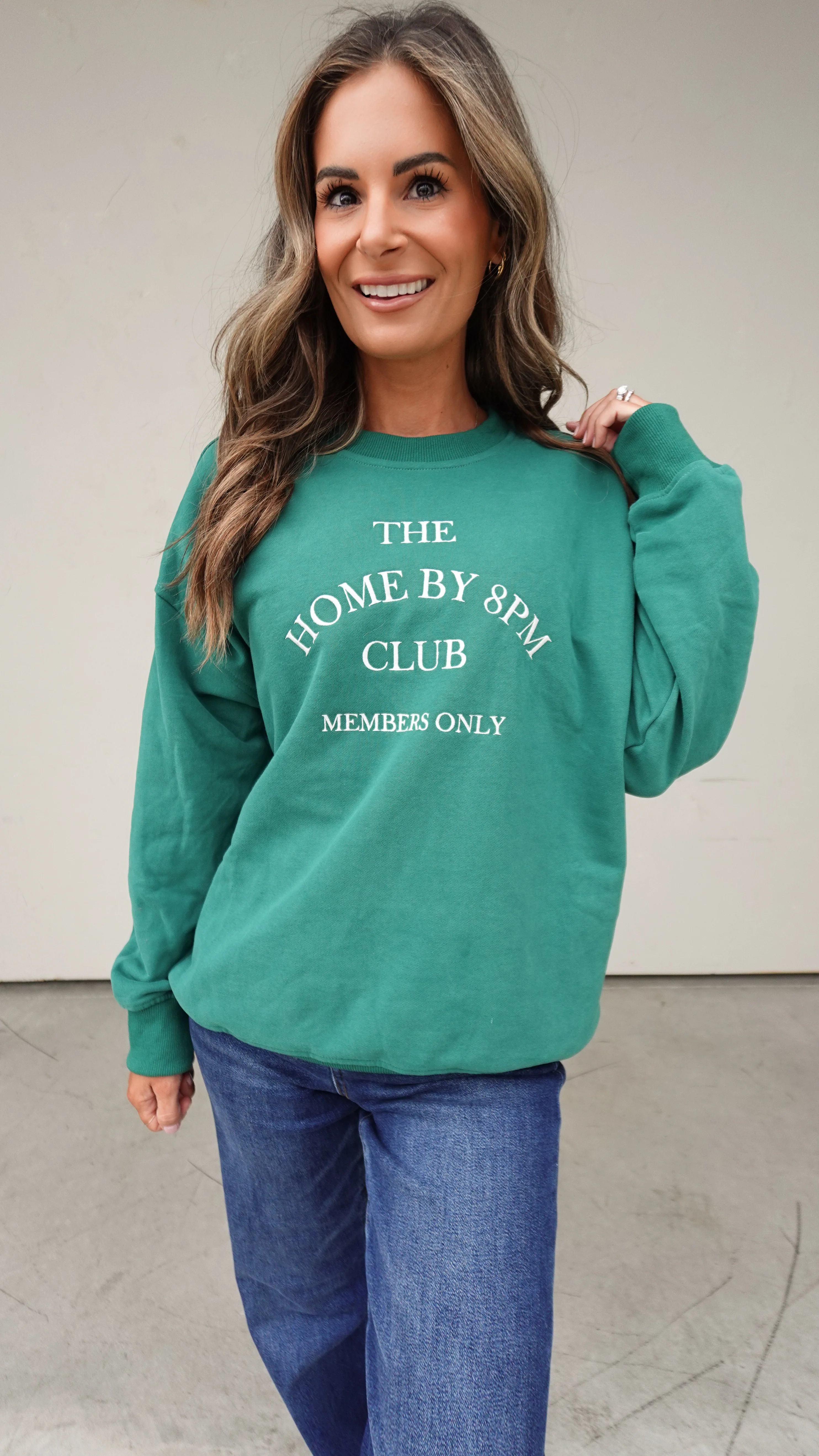 Green Embroidered Homebody Crewneck - Image 7