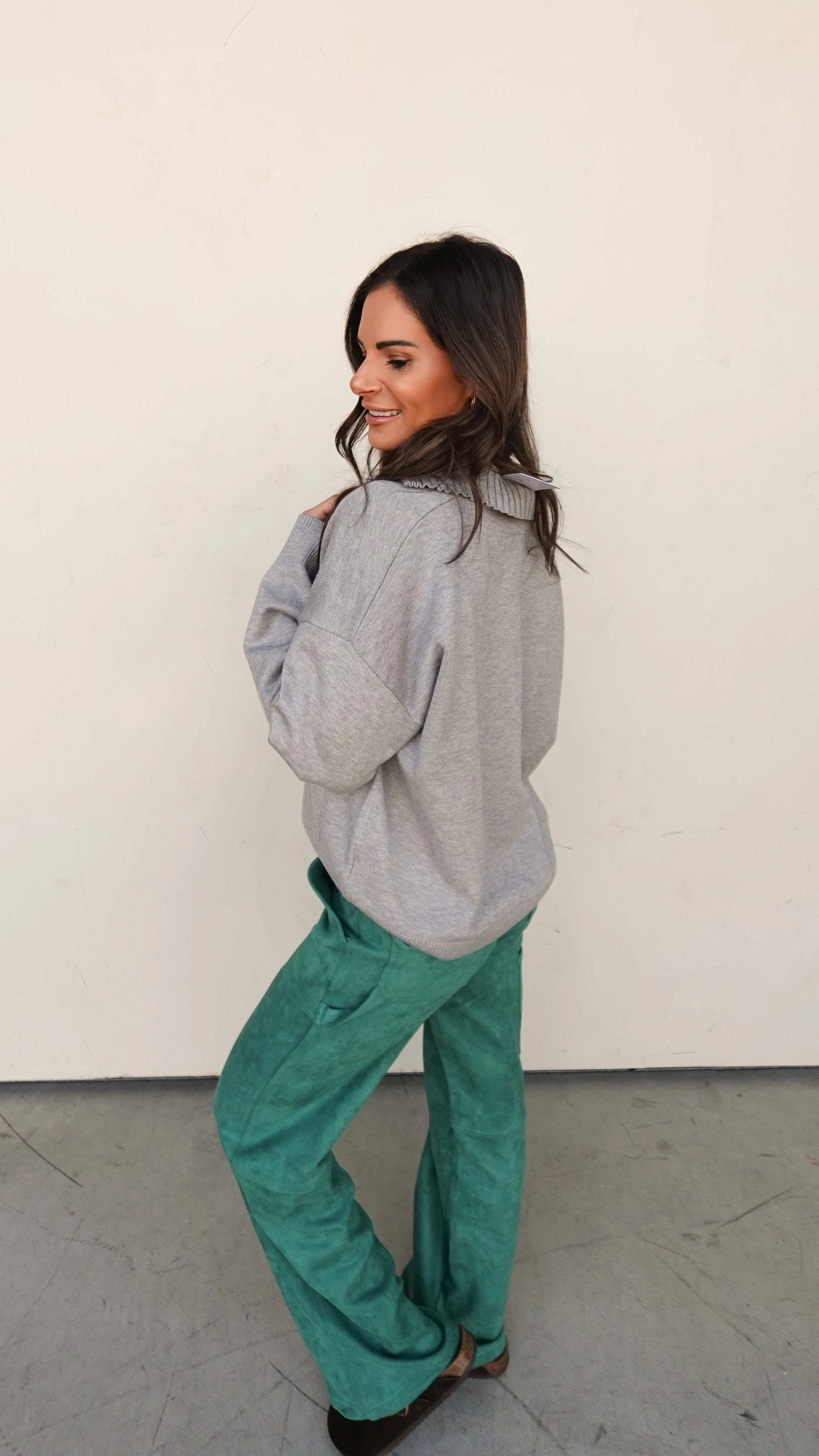 Grey Half Zip Sweater with Pockets - Image 5