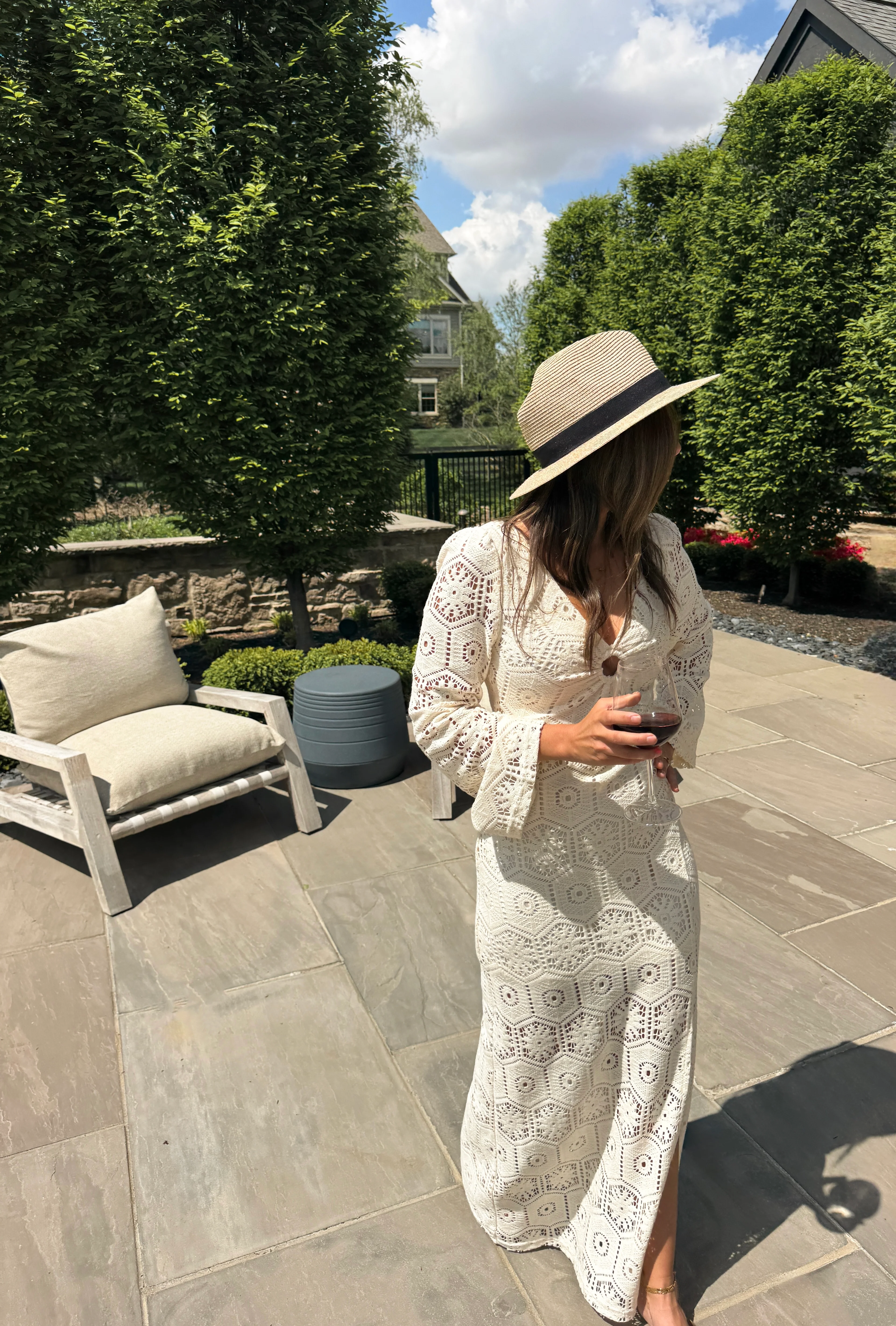 Ivory Crochet Long-Sleeve Maxi Dress - Image 3