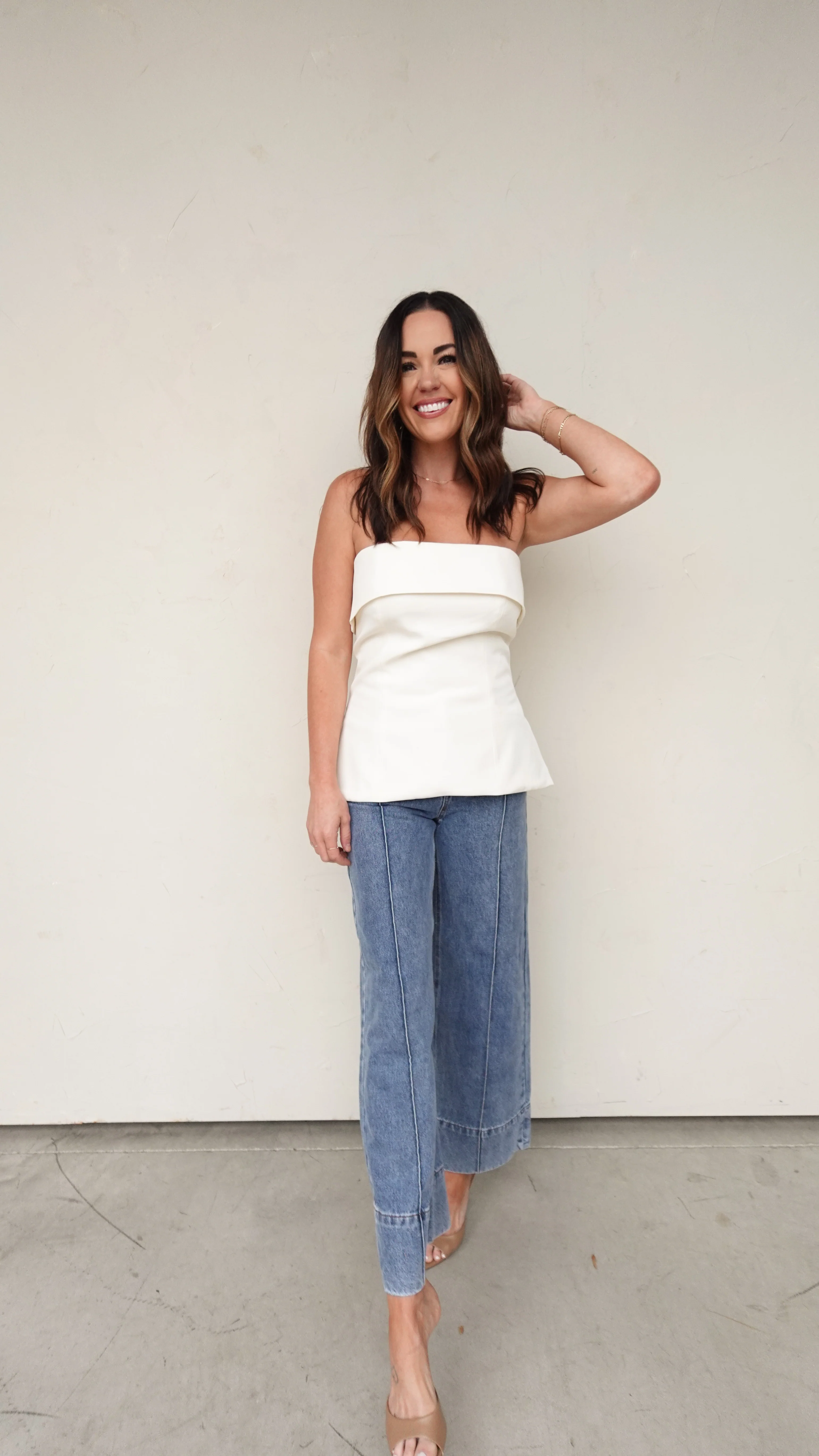 Ivory Foldover Strapless Top - Image 12