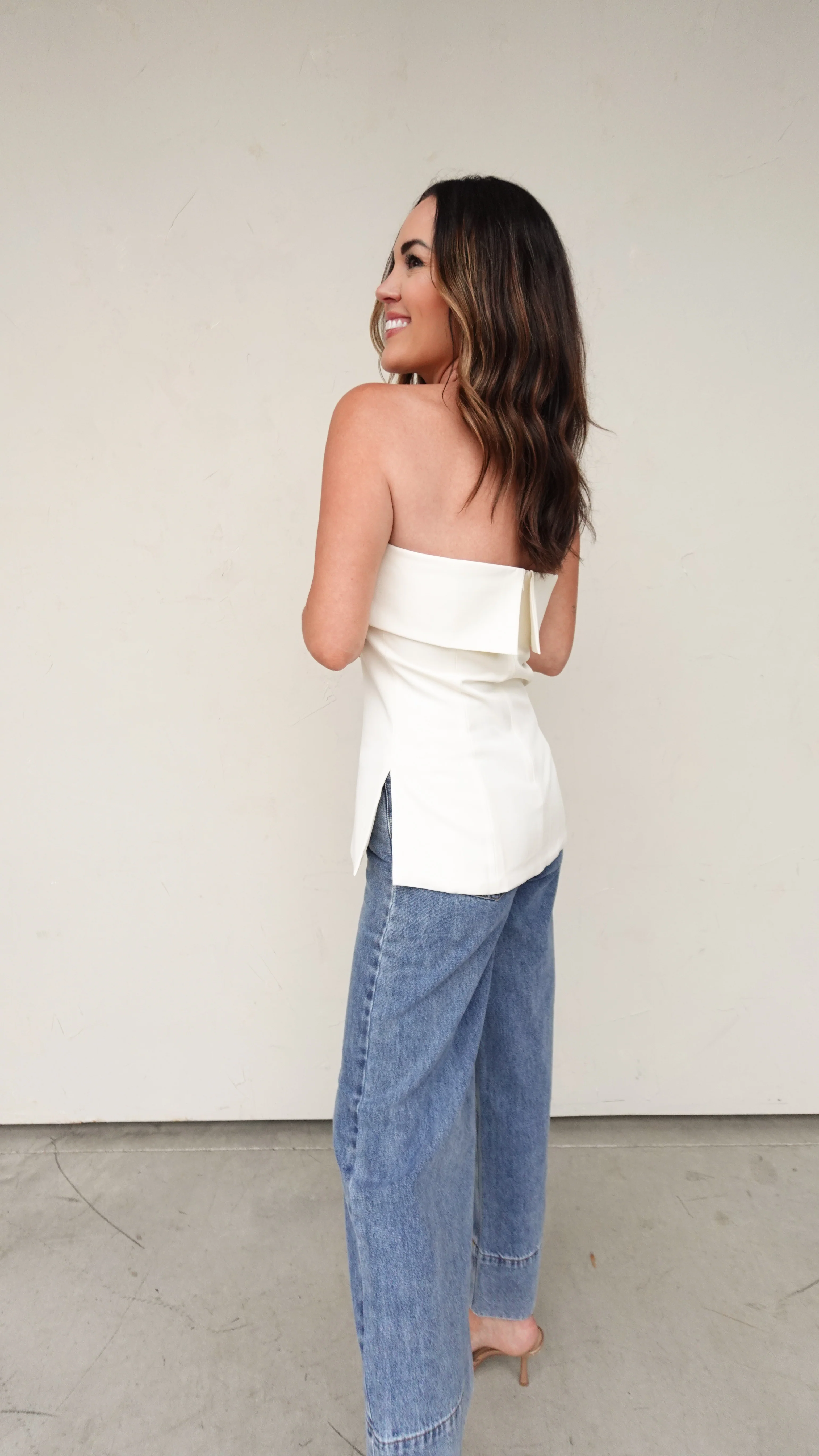 Ivory Foldover Strapless Top - Image 13