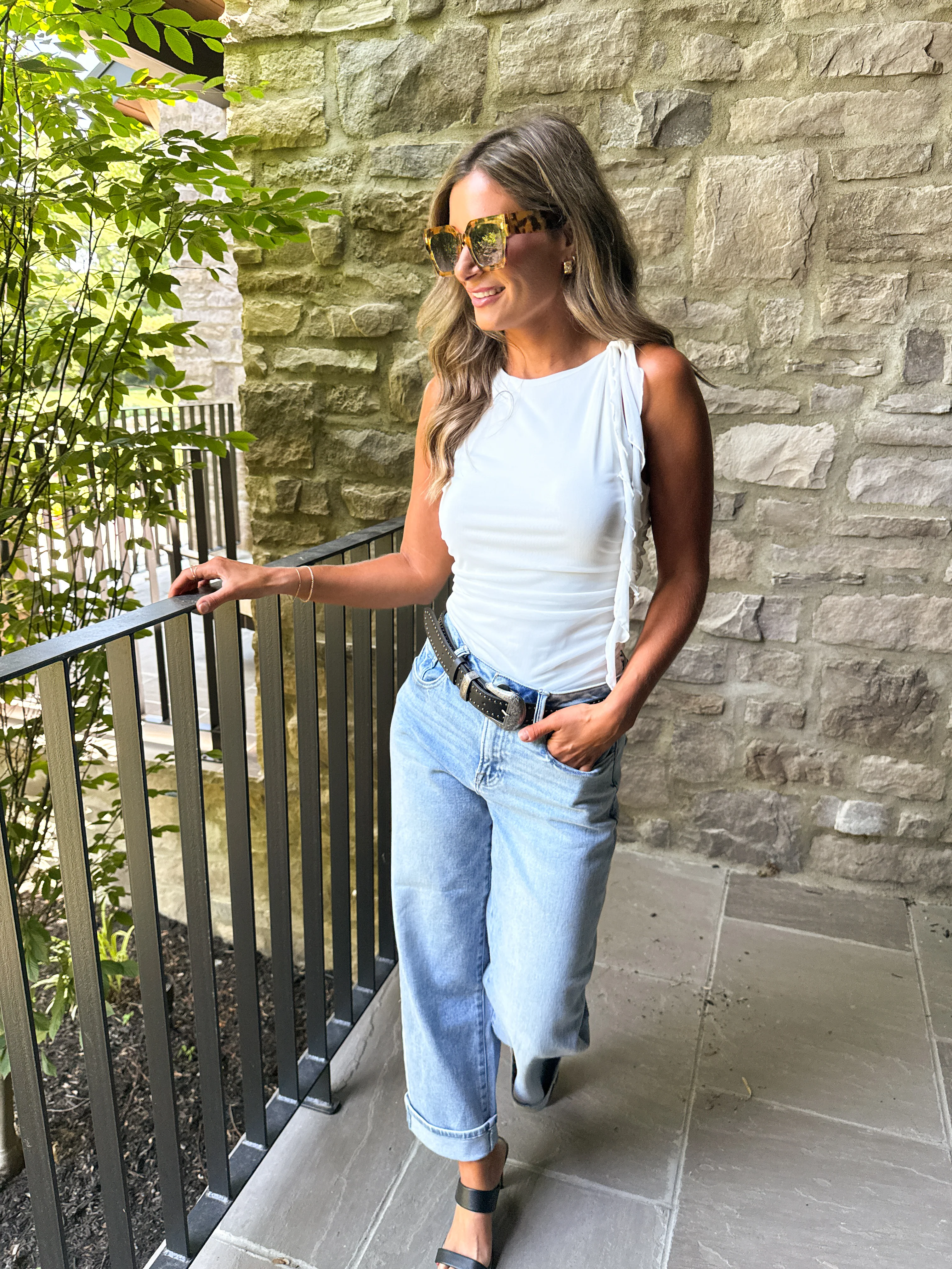 Ivory Mesh Ruched Top - Image 2