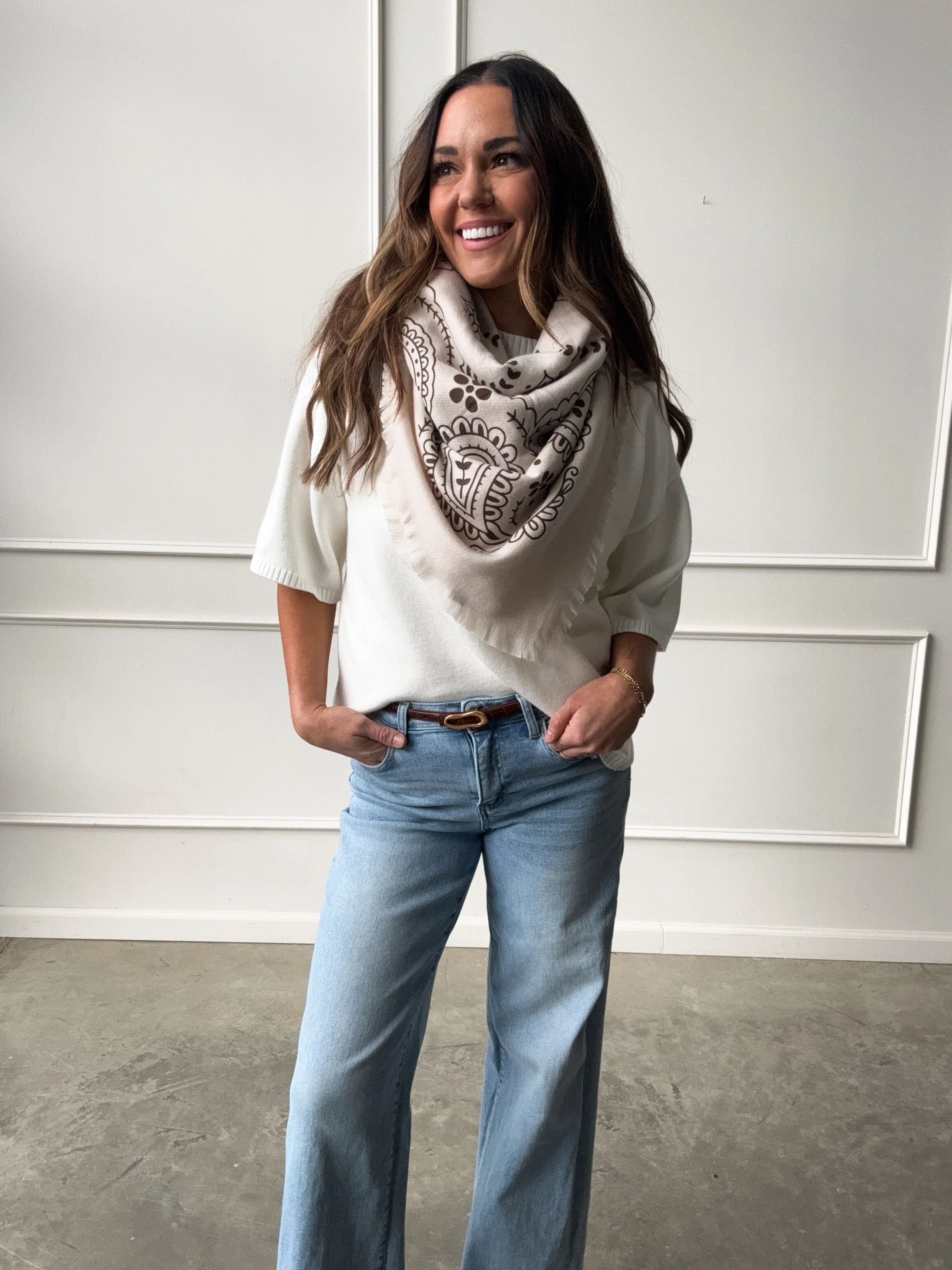 Ivory Slouchy Short Sleeve Sweater - Image 6