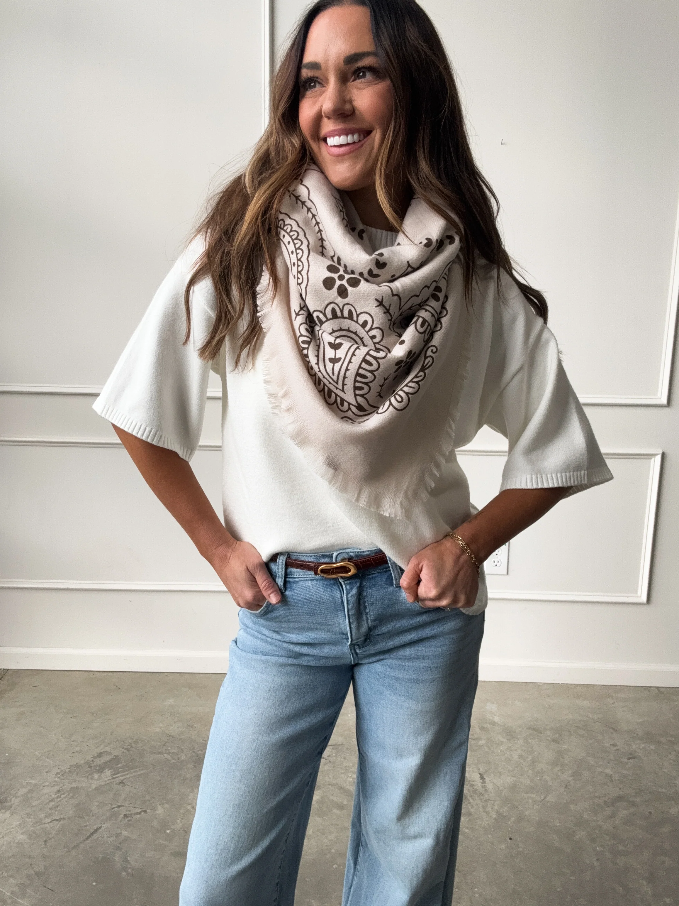 Ivory Slouchy Short Sleeve Sweater - Image 7