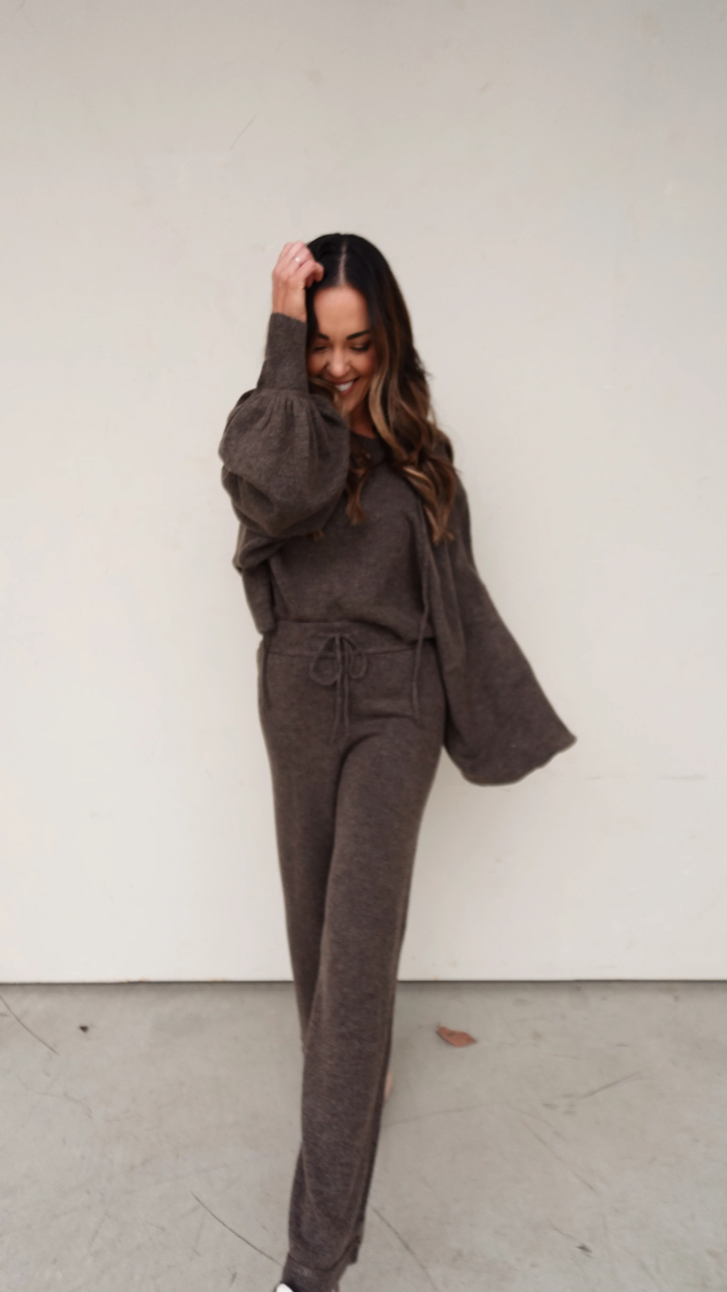 Knit Hooded Pullover - Chocolate - Image 5