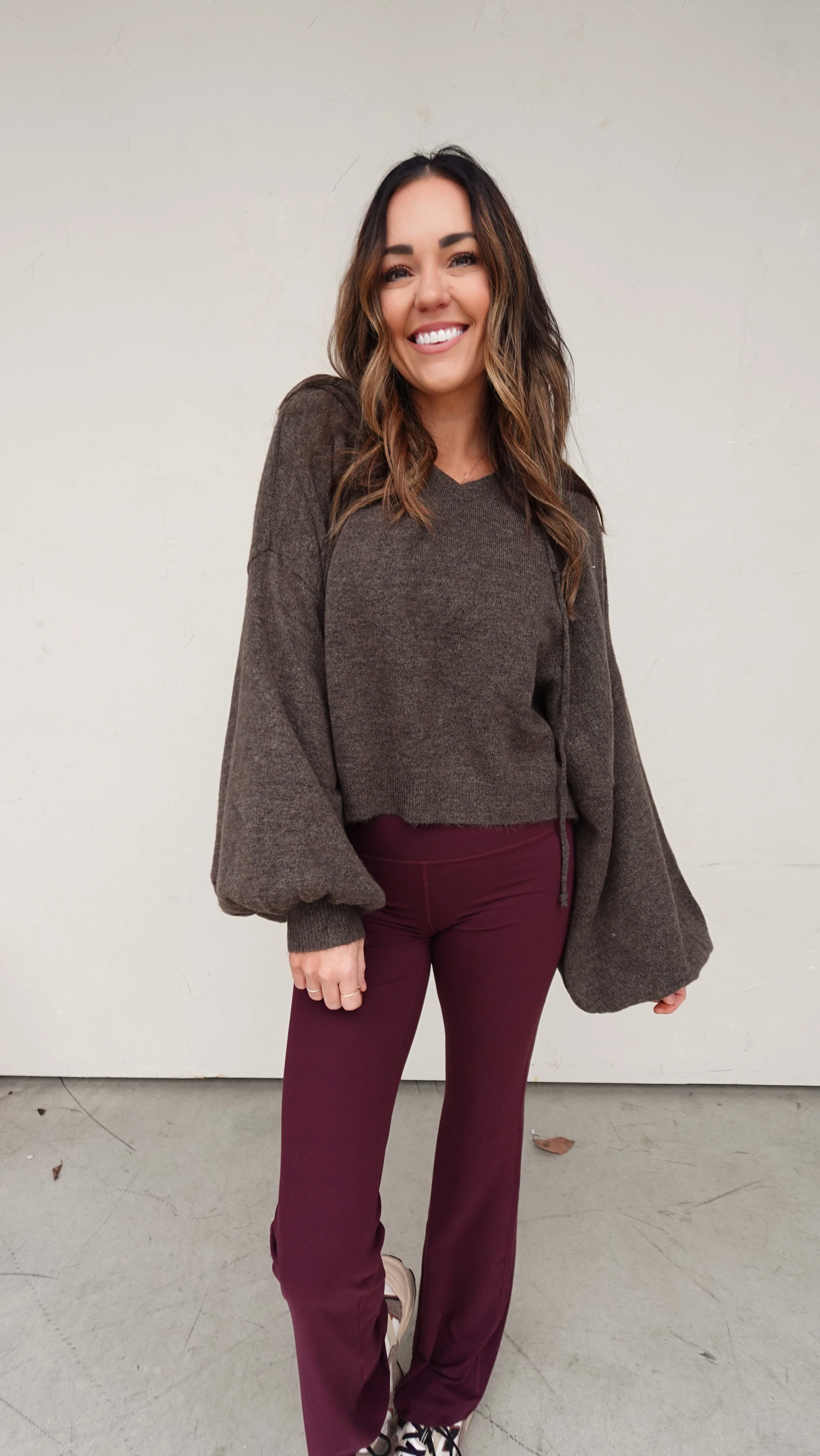 Knit Hooded Pullover - Chocolate - Image 7