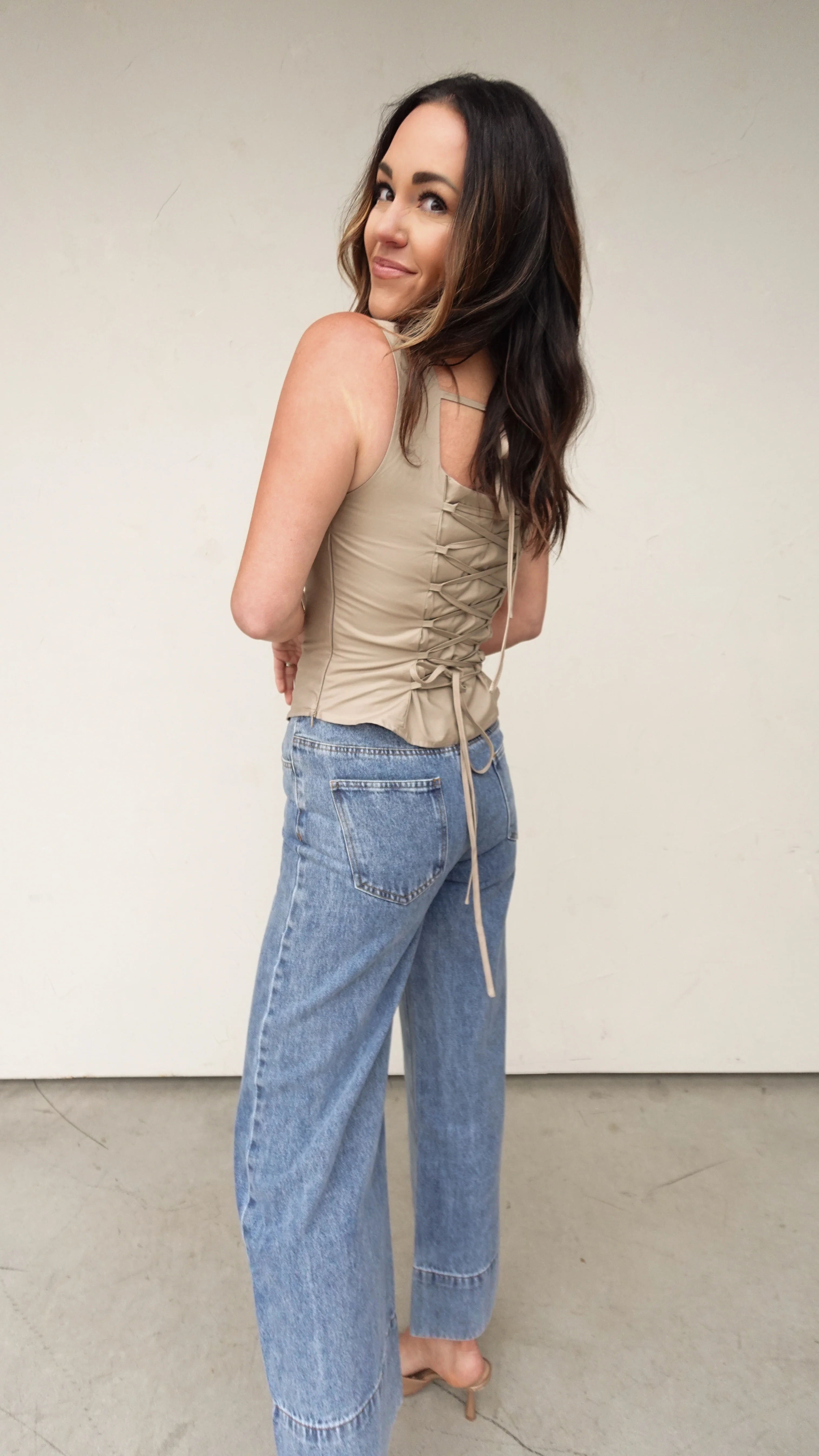 Latte Lace-Up Top - Image 7