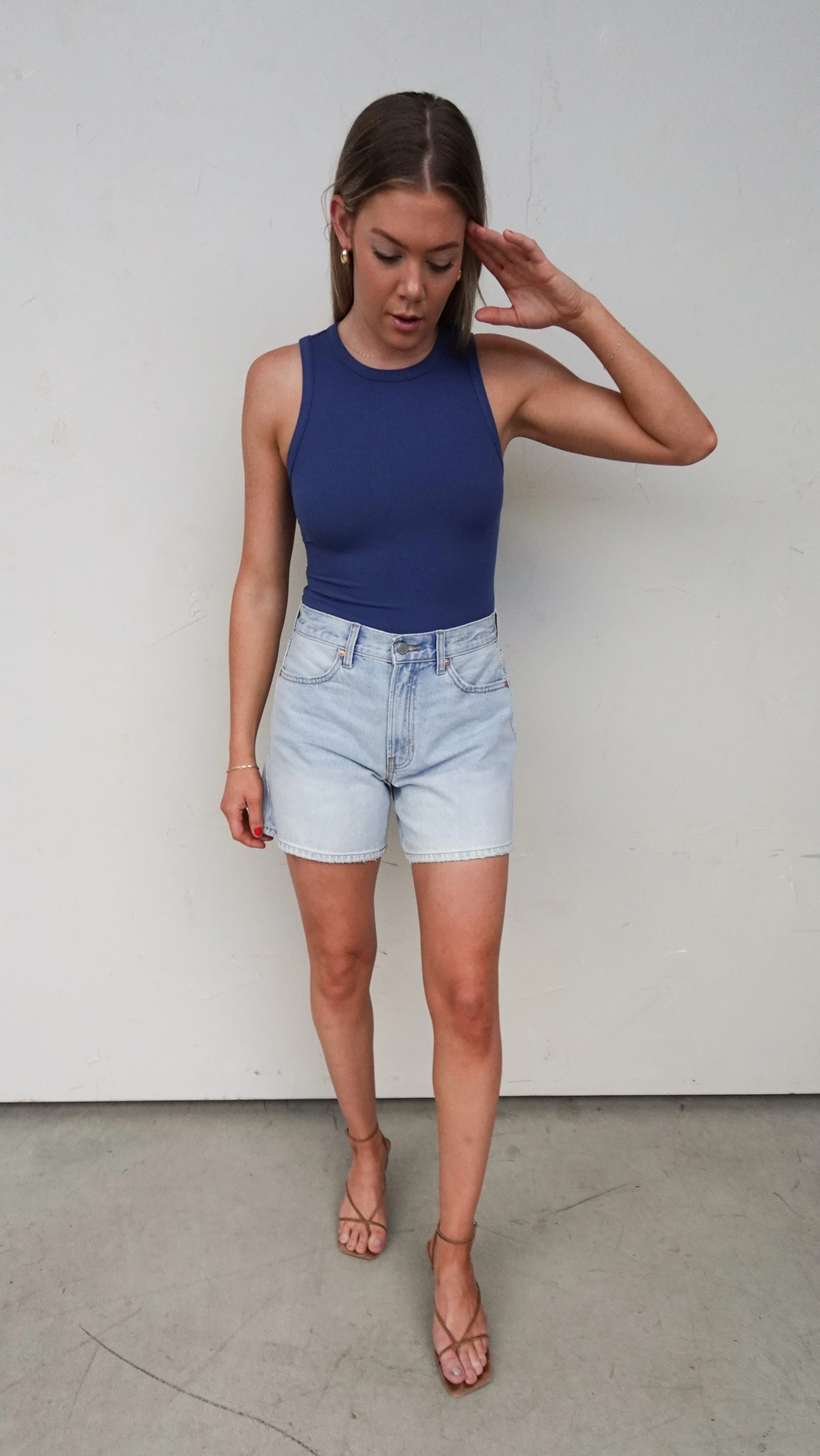 Light Wash High Rise 5" Denim Shorts - Image 3