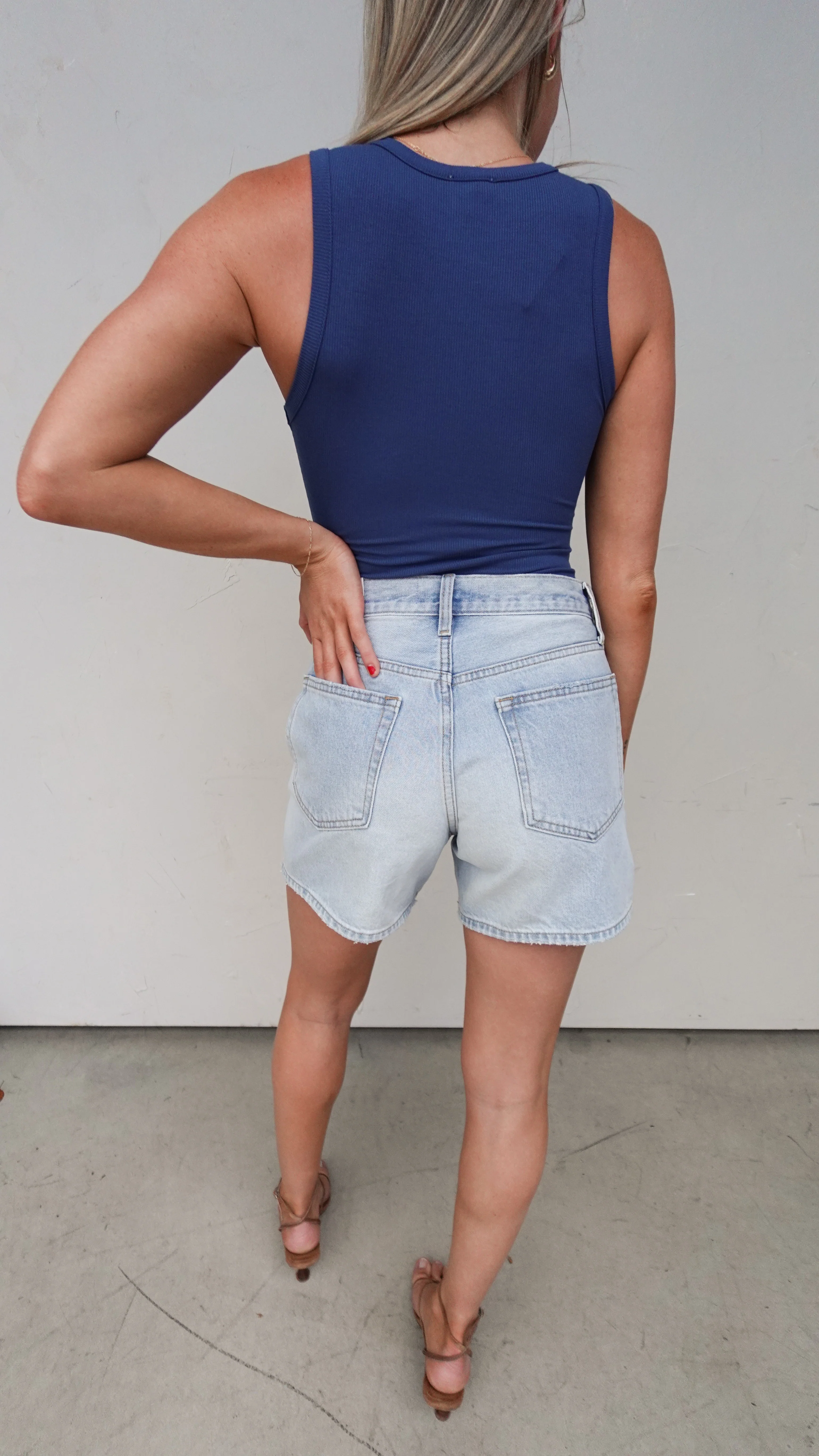 Light Wash High Rise 5" Denim Shorts - Image 4