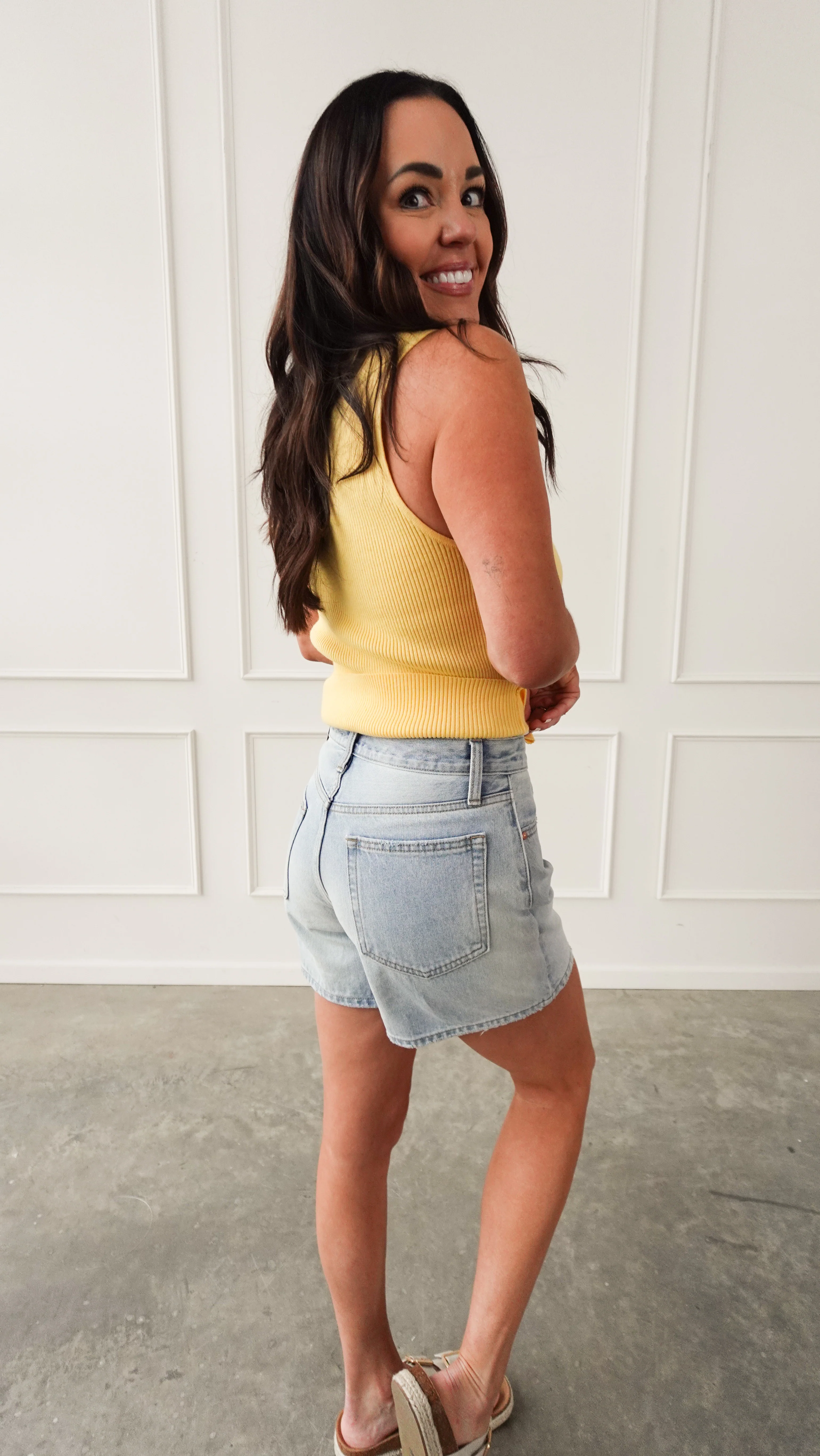 Light Wash High Rise 5" Denim Shorts - Image 7