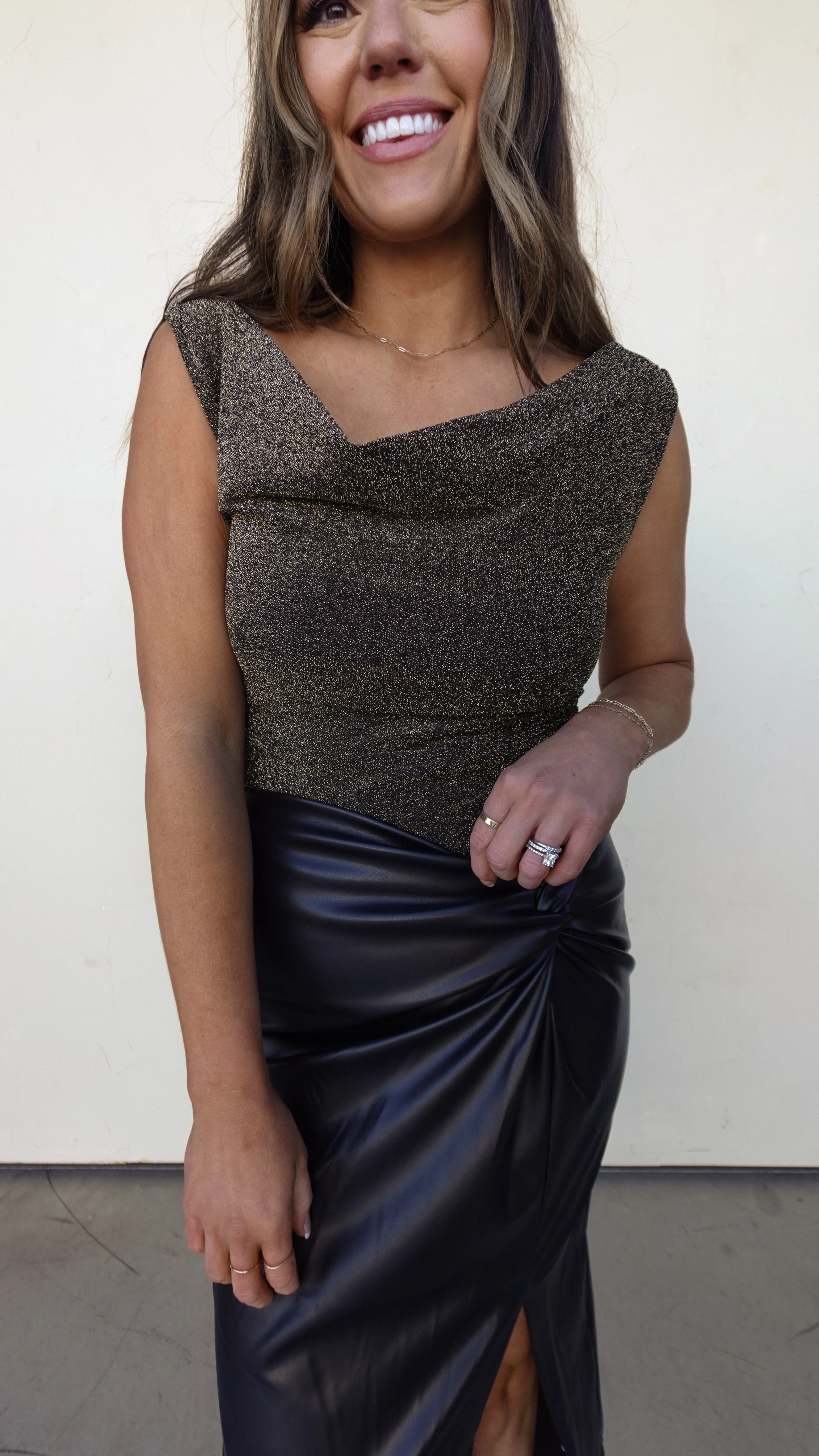 Metallic Drapey Cowl Neck Top - Image 8
