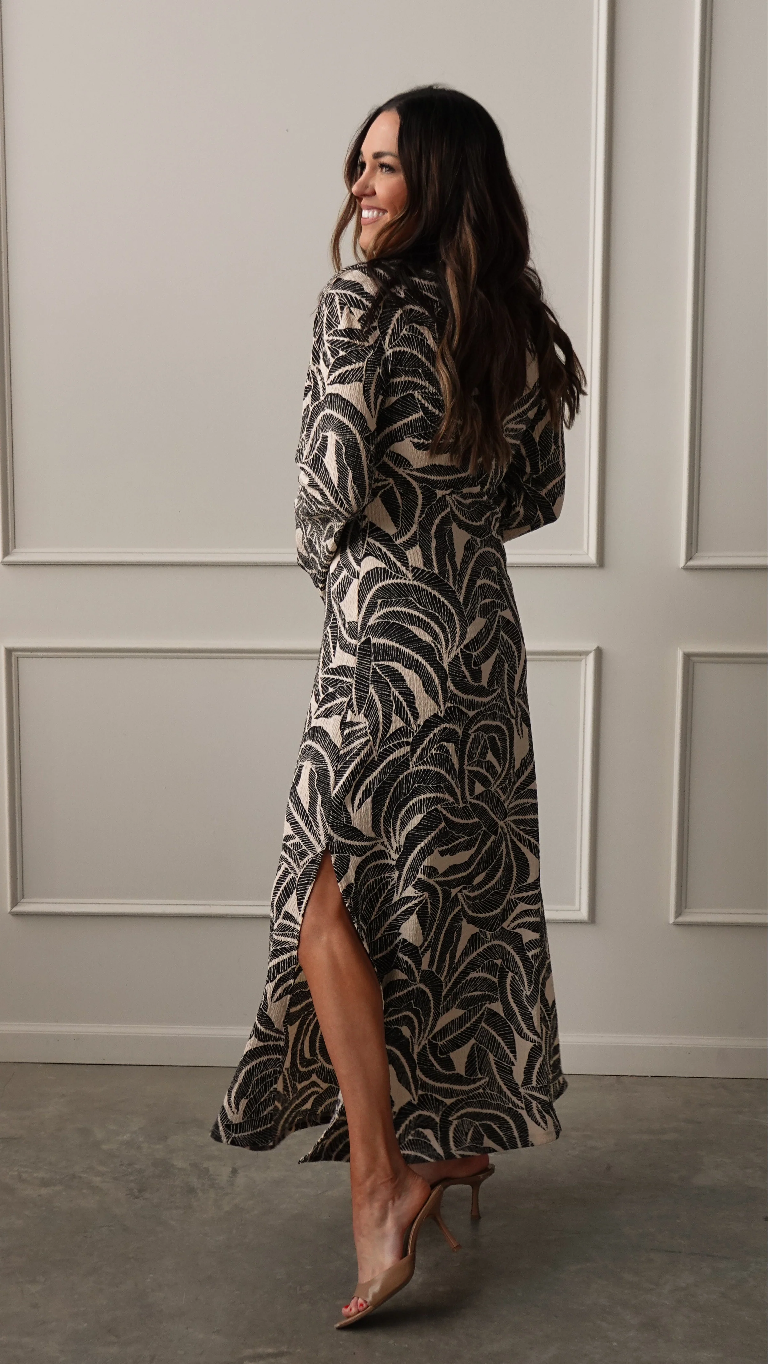 Midnight Palm Long Sleeve Dress - Image 8