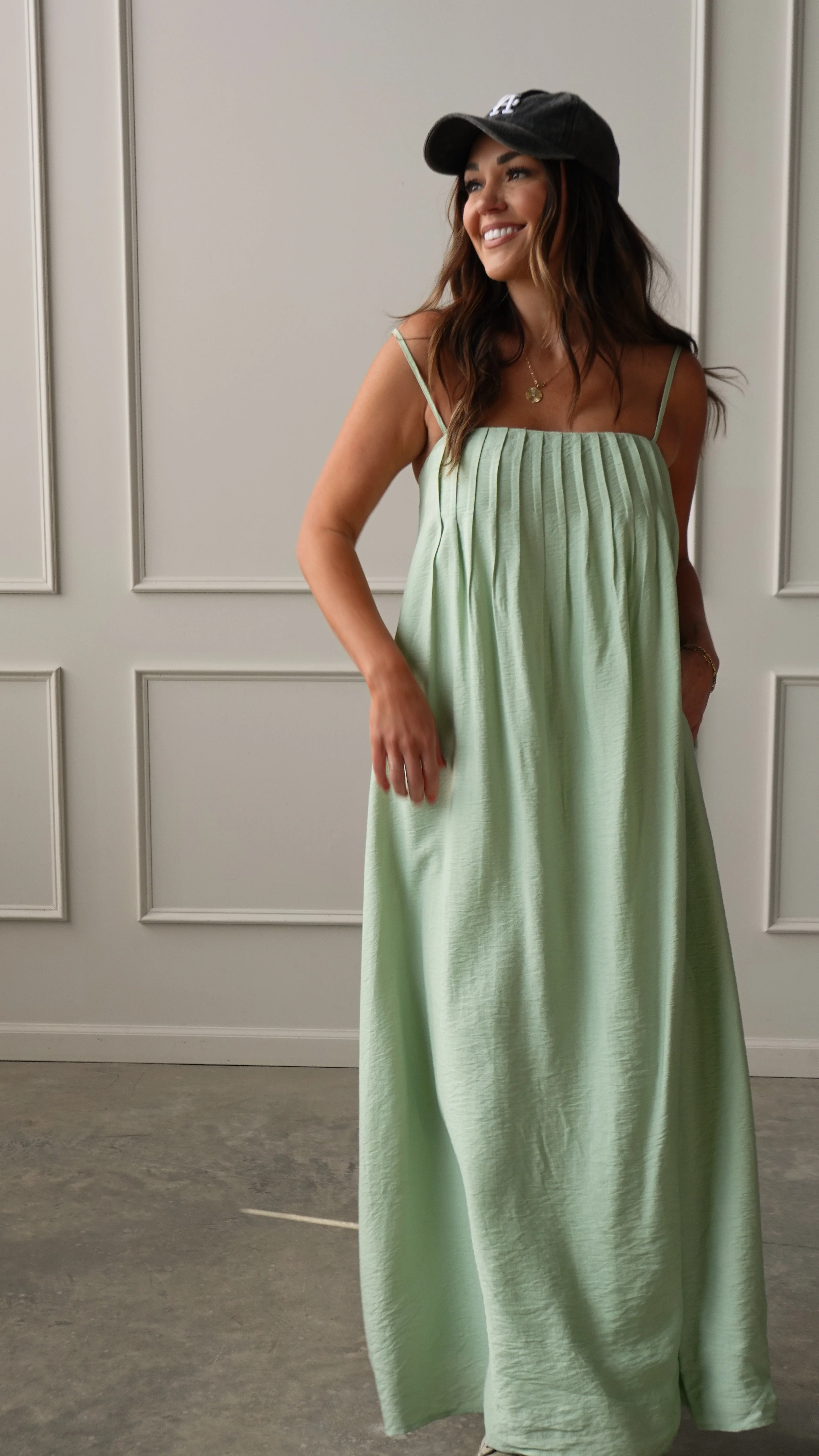 Mint Pleated Maxi Dress - Image 10