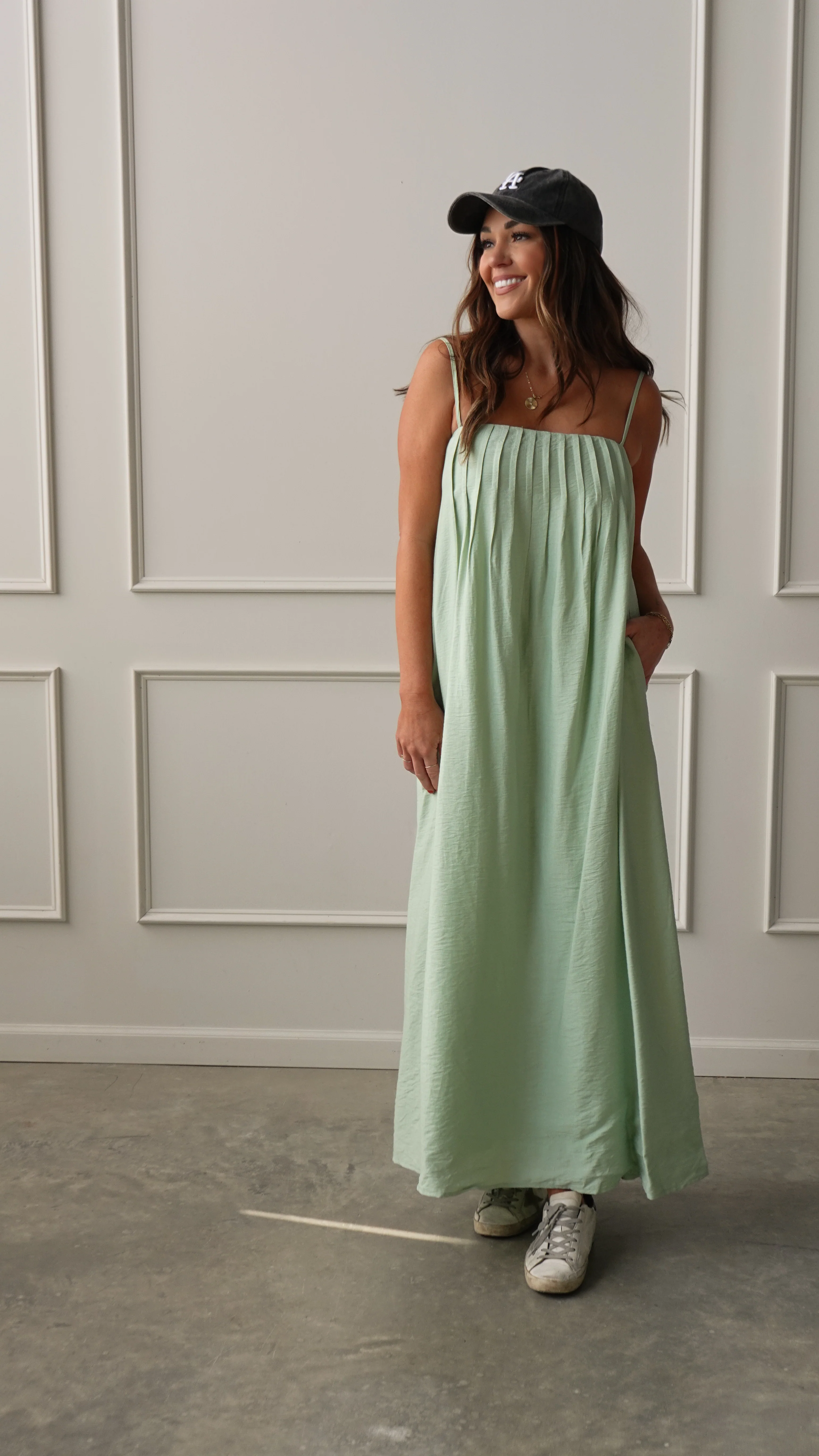 Mint Pleated Maxi Dress - Image 11