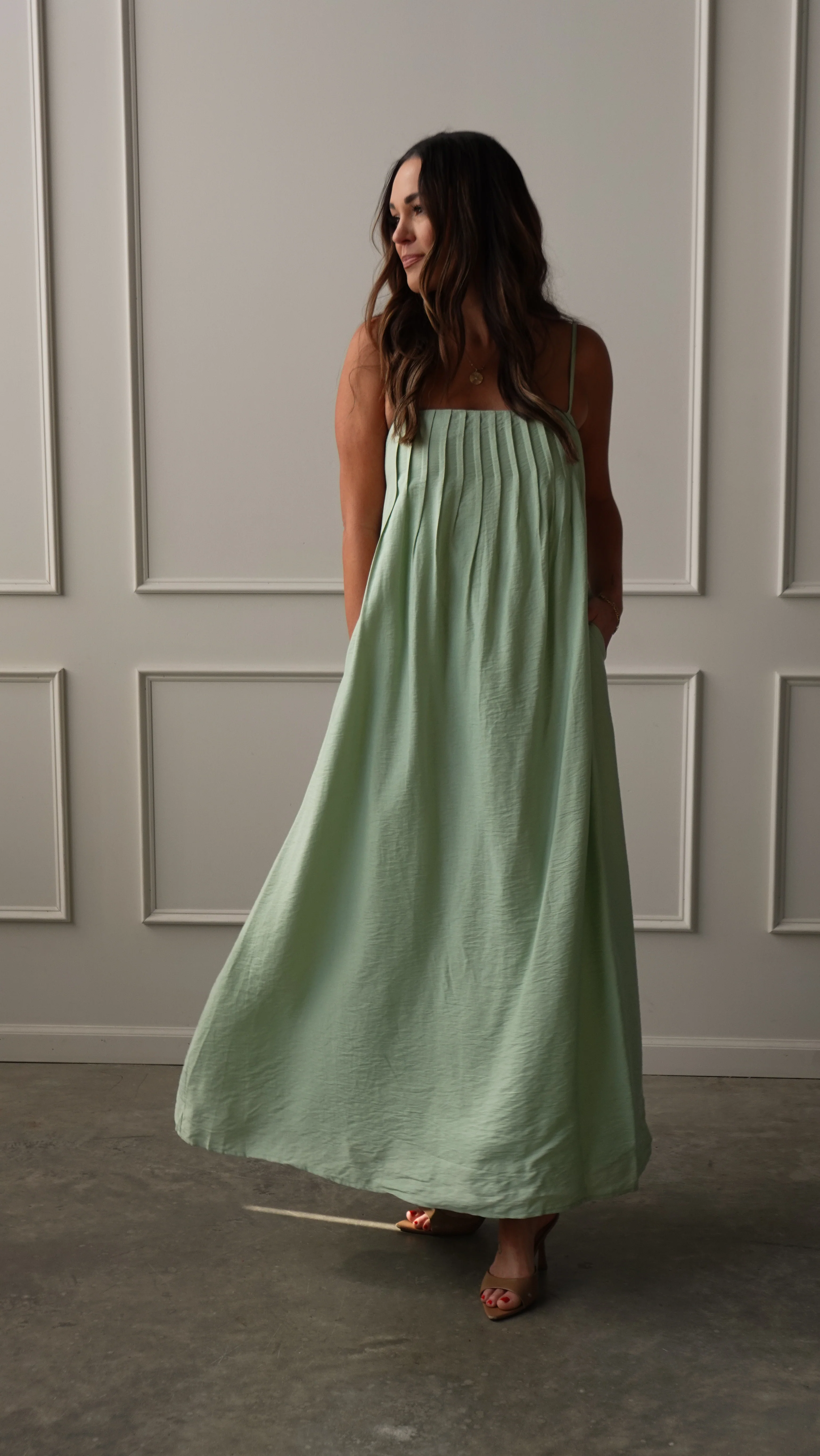 Mint Pleated Maxi Dress - Image 4