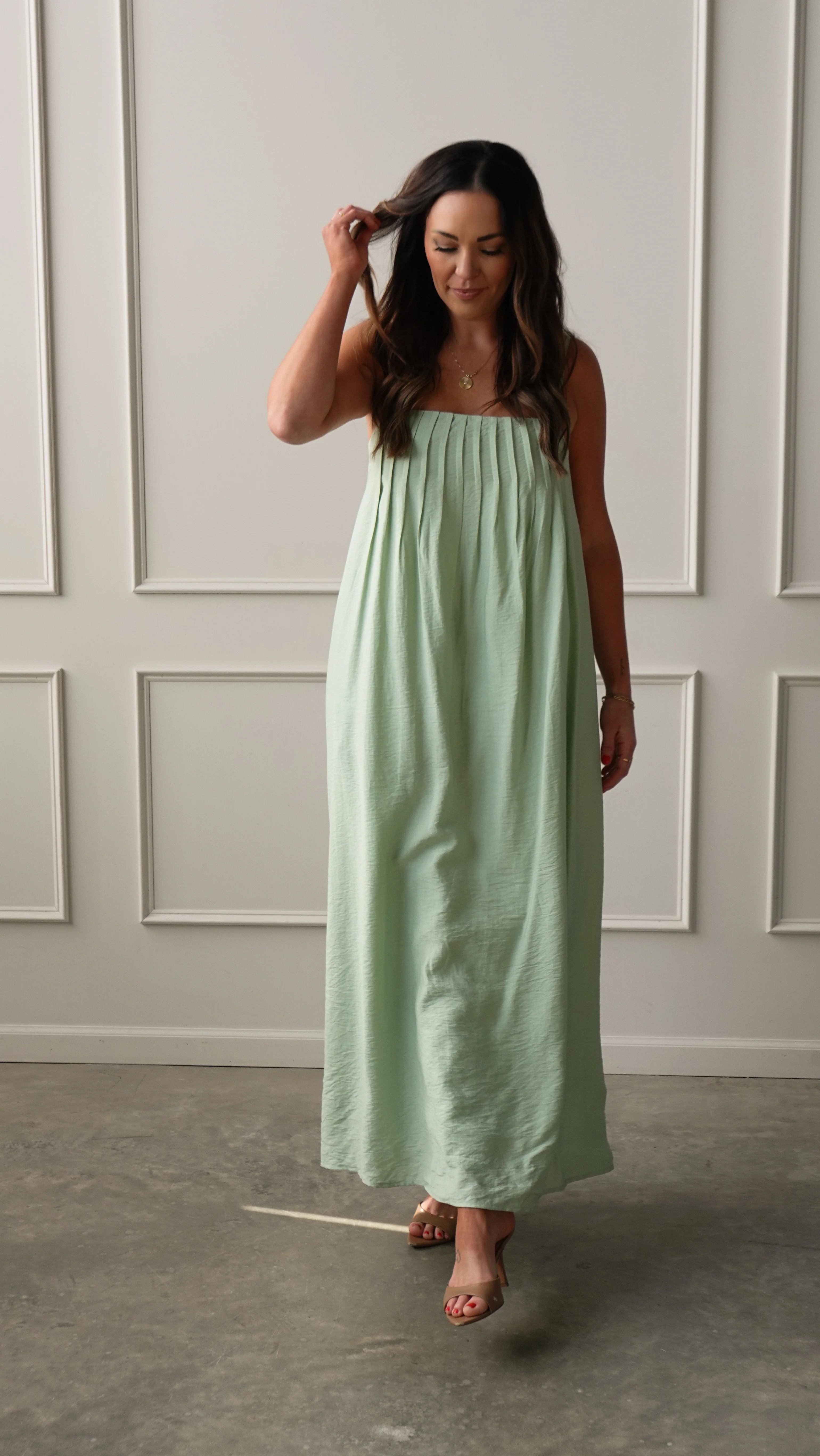 Mint Pleated Maxi Dress - Image 6
